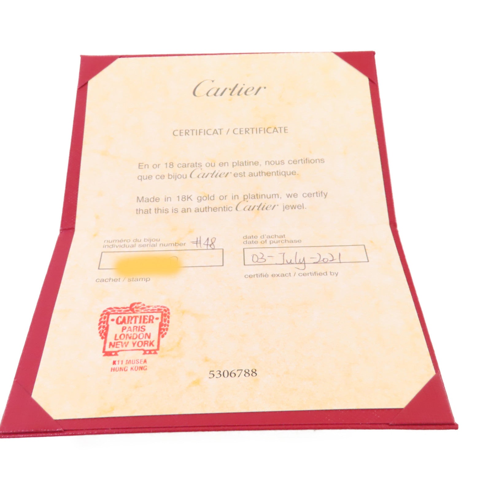 CARTIER 18K白金Love Ring戒指US#4.25/#48