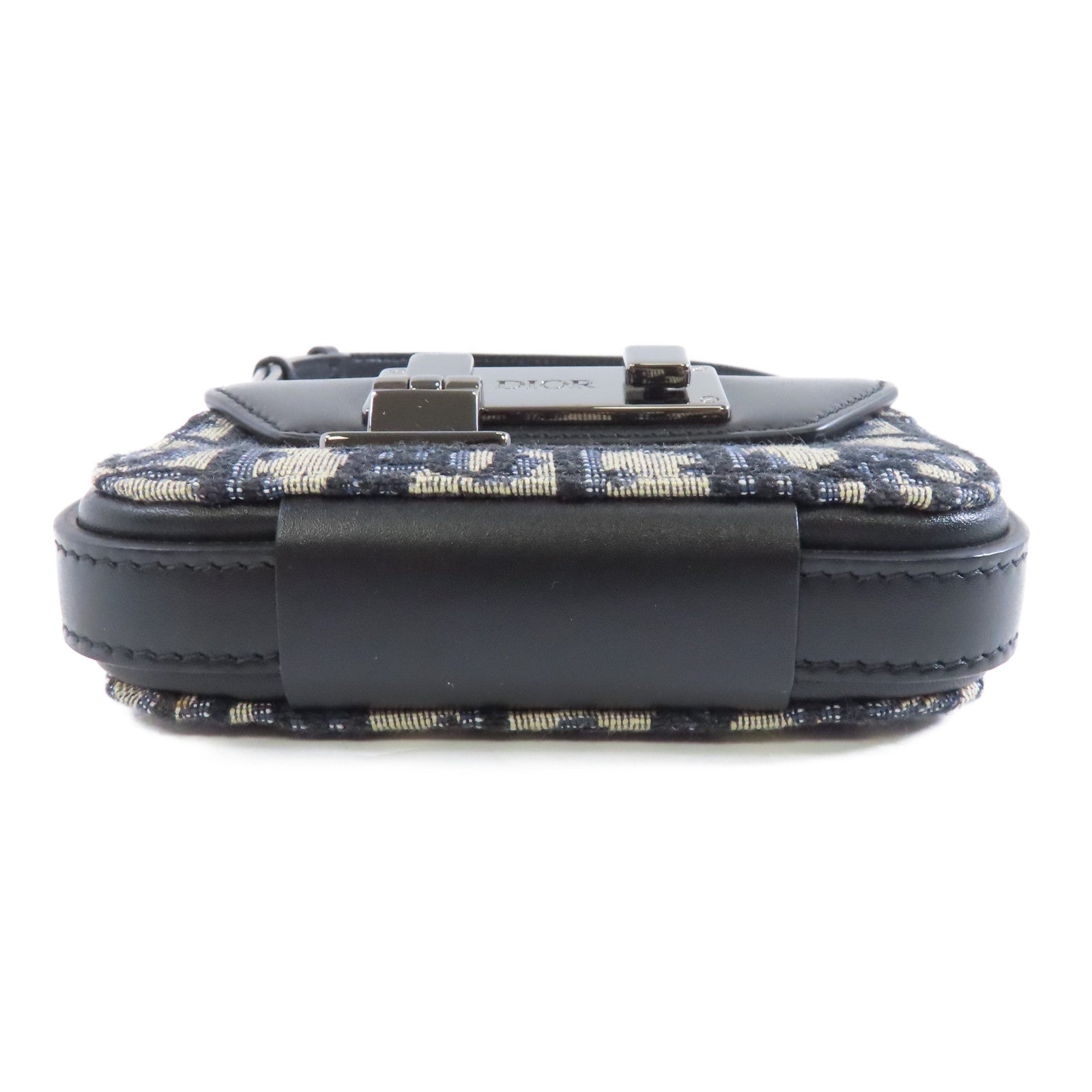 Dior 帆布Nano Pouch銀扣肩背袋藍色
