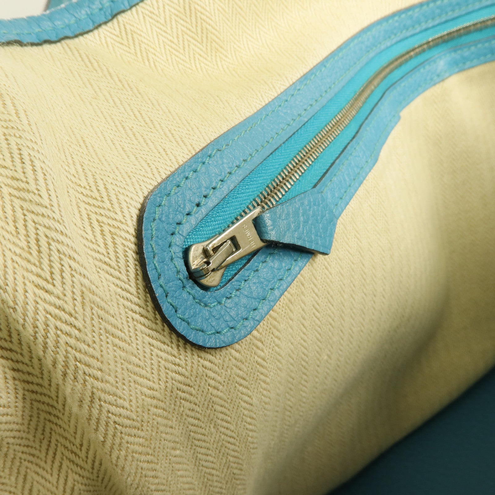 HERMES Negonda皮革Garden Party PM銀扣手挽袋Bleu Paon