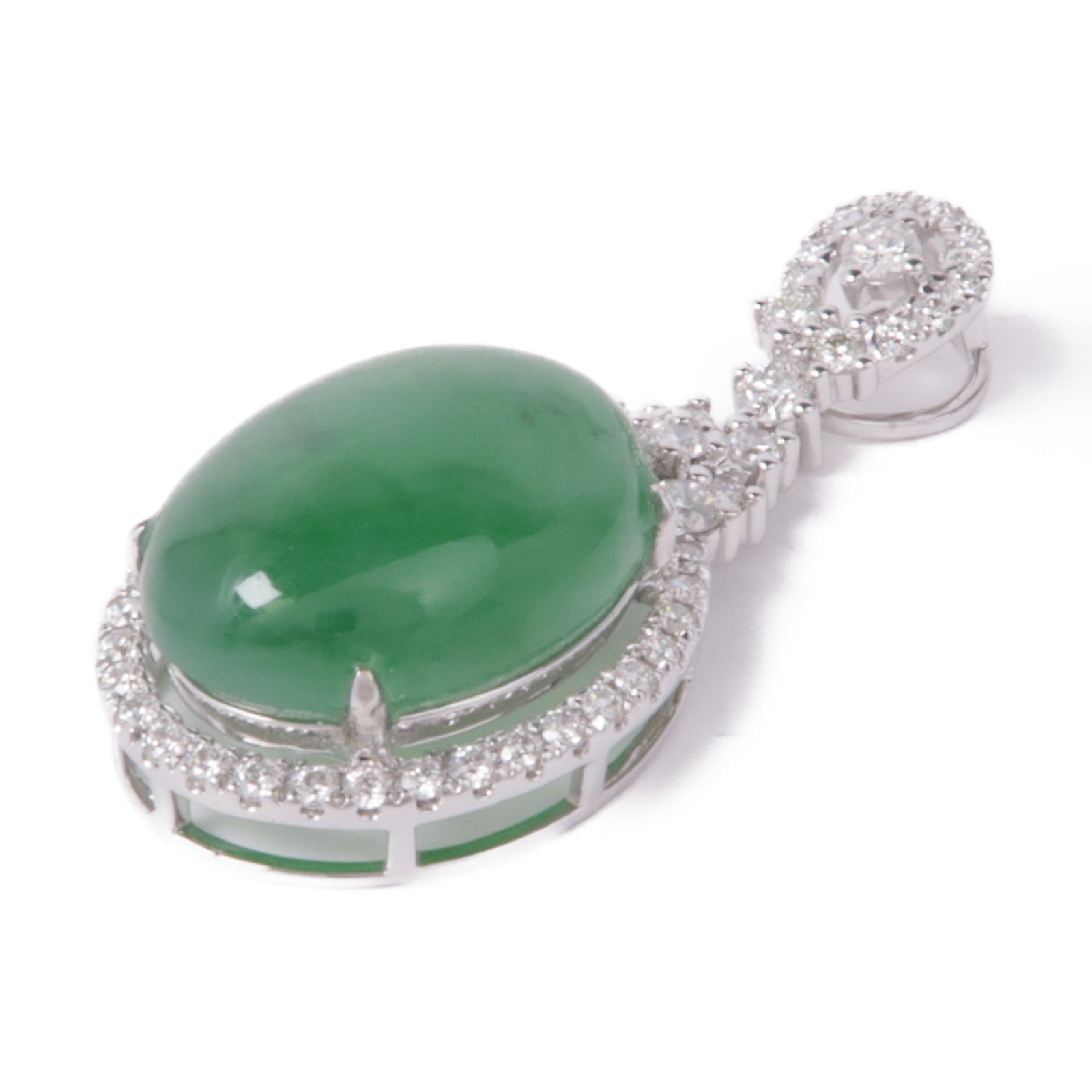 JEWELRY 18K白金Jade/Diamond Pendant Top翡翠/鑽石吊墜