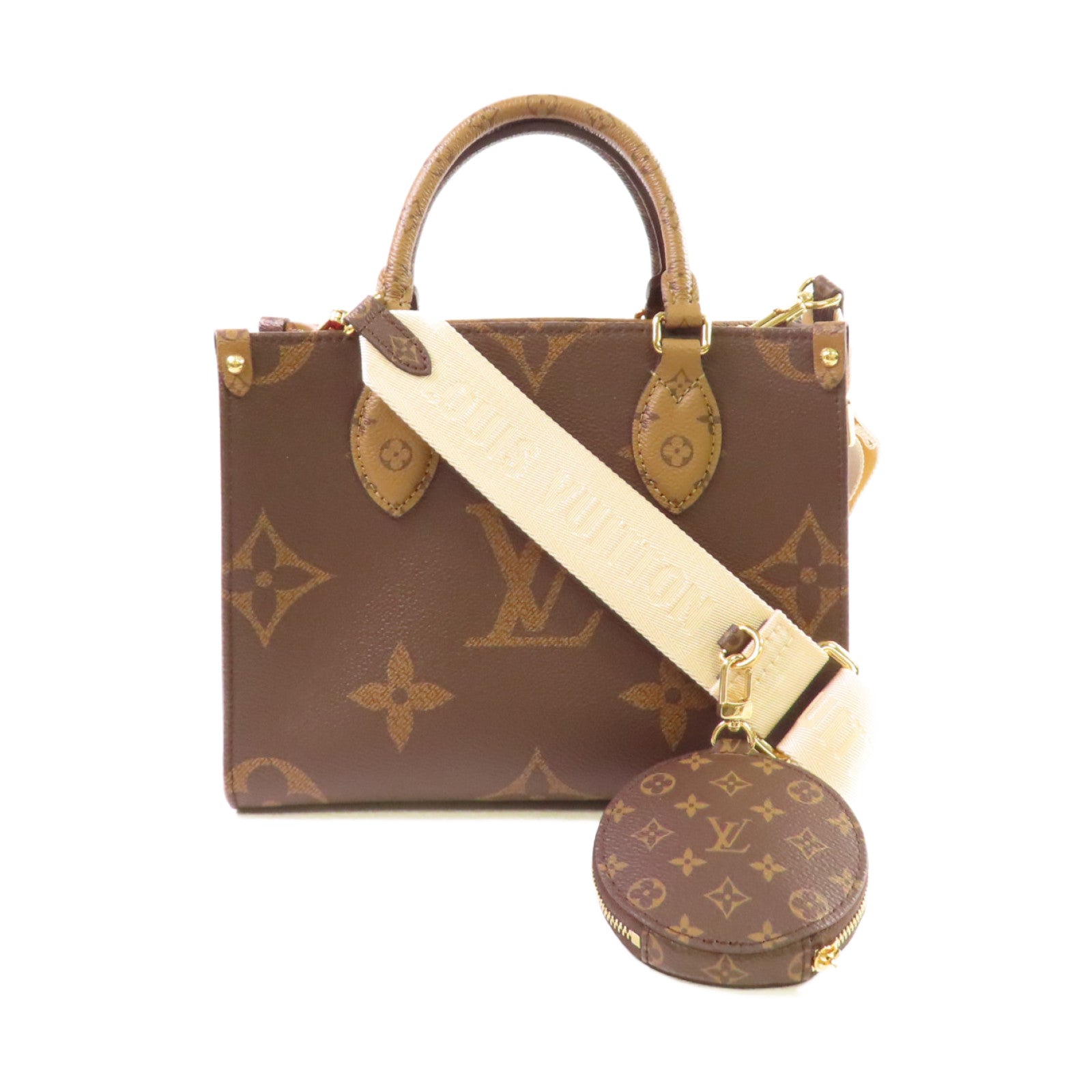 LOUIS VUITTON Monogram OnTheGo PM 2Way Shoulder Bag手挽肩背兩用袋啡色