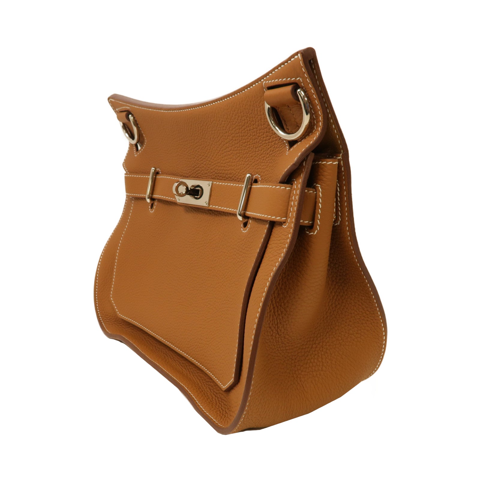HERMES Clemence皮革Jypsiere 31銀扣肩背袋經典駝色