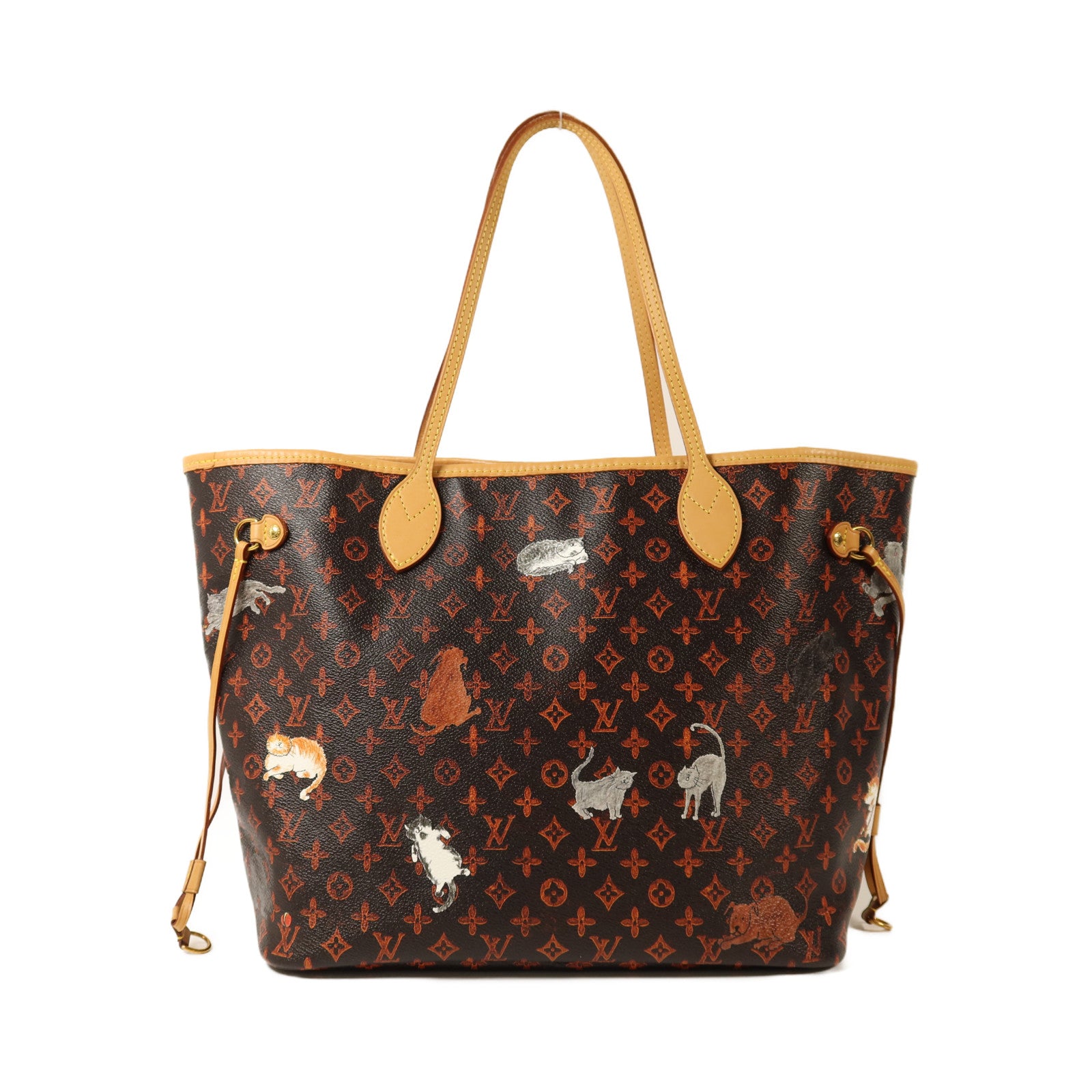 LOUIS VUITTON Catgram Neverfull MM金扣肩背袋