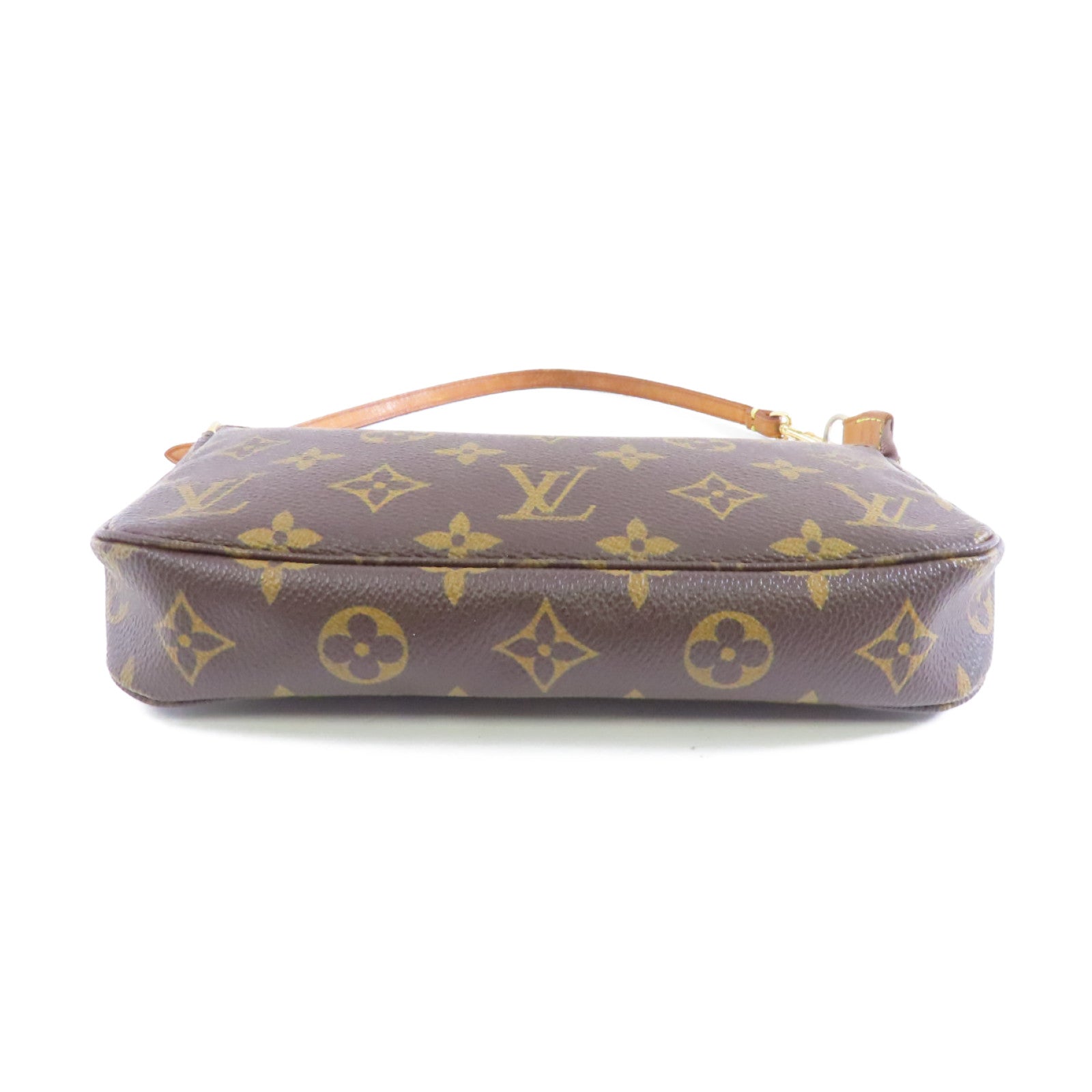 LOUIS VUITTON Monogram Pochette Accessoires金扣手挽袋啡色
