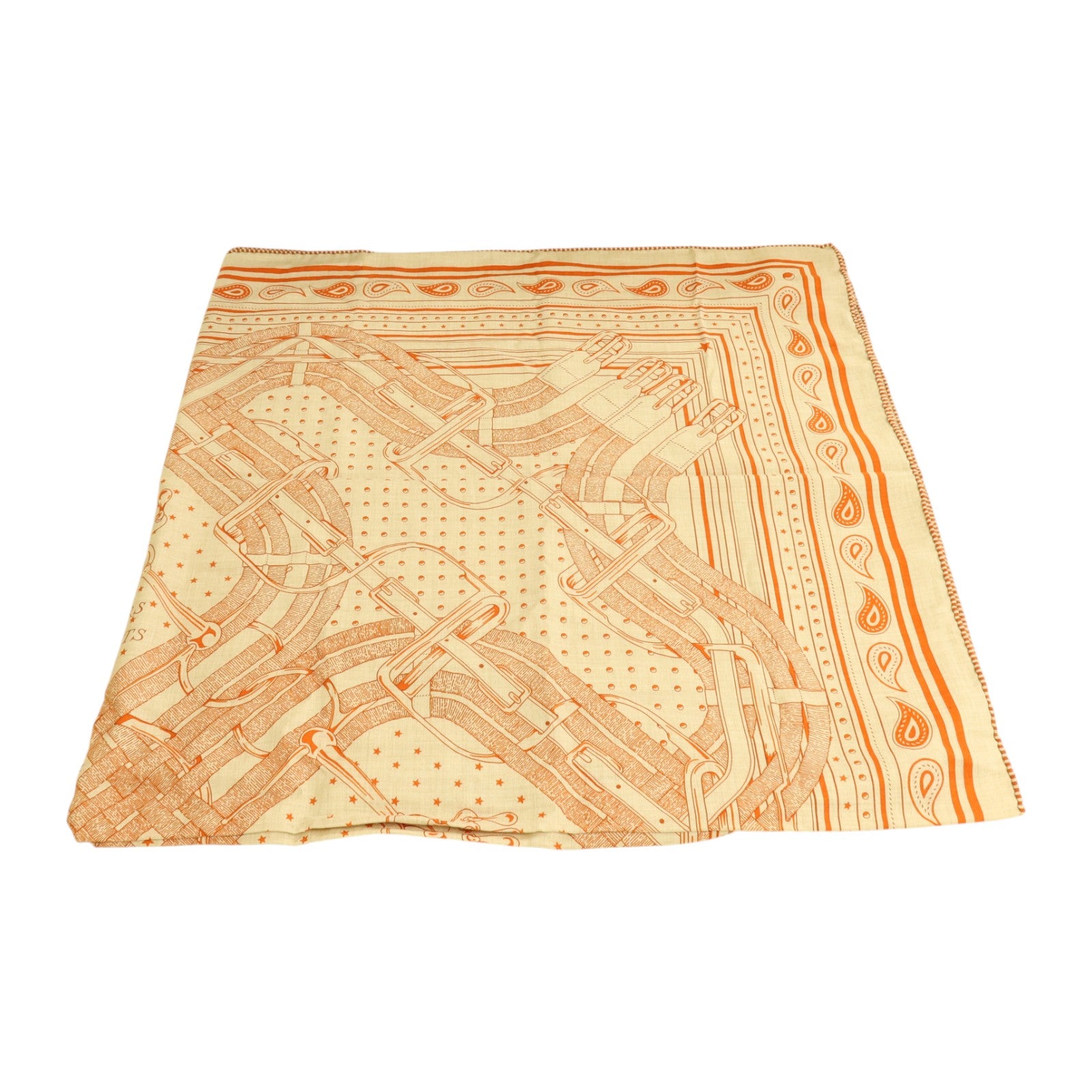 HERMES 羊絨/絲質Lettres Equestres Shawl 140x140cm絲巾