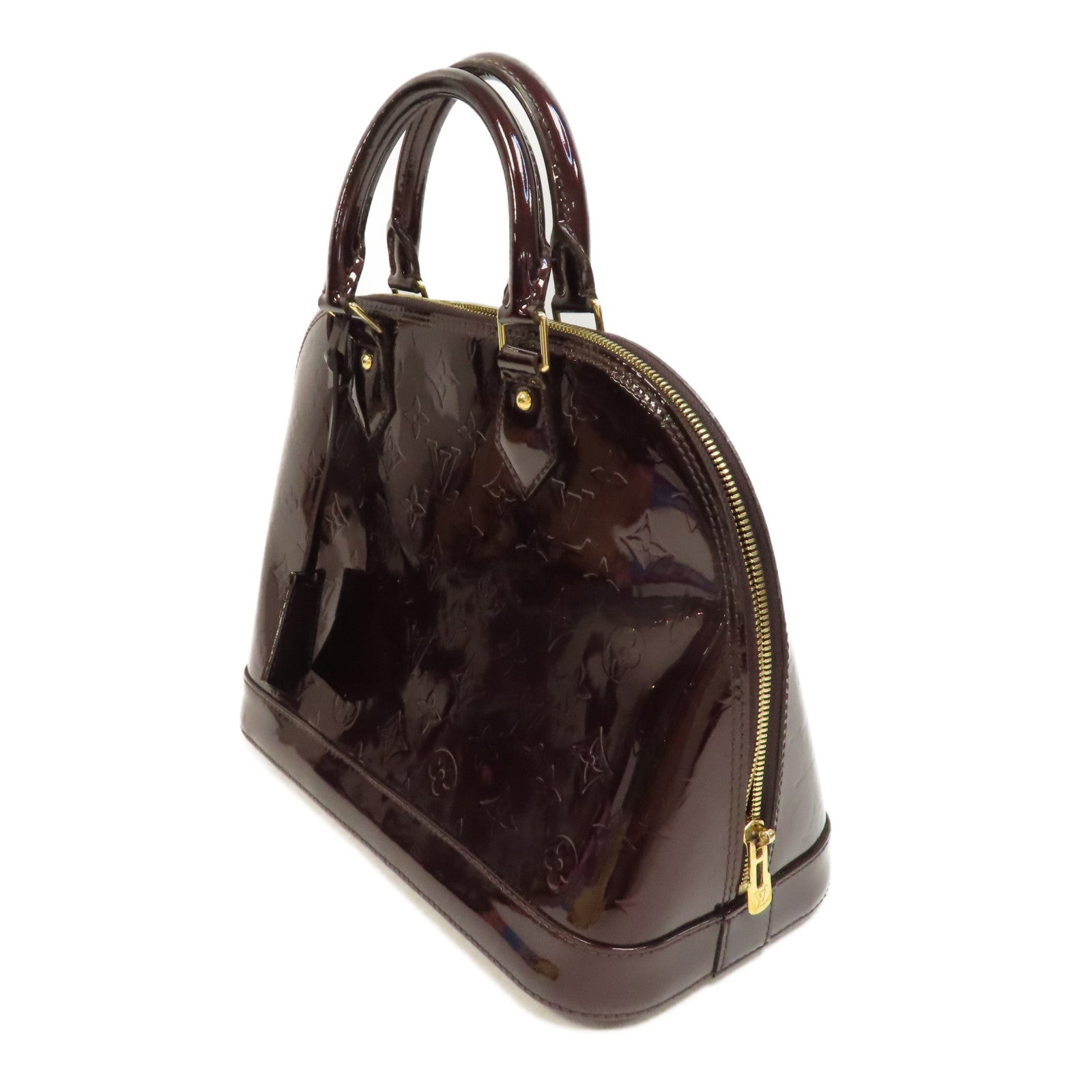 LOUIS VUITTON Vernis Alma PM金扣手挽袋酒紅色