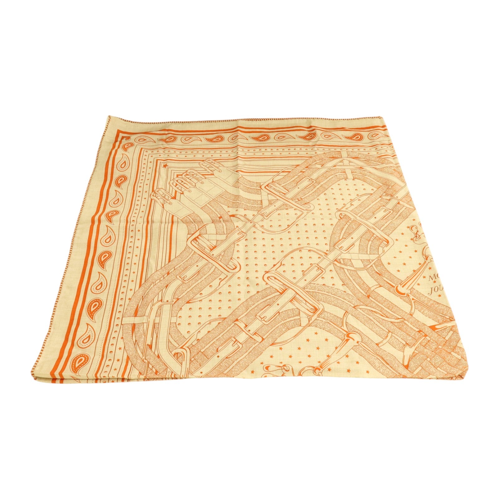 HERMES 羊絨/絲質Lettres Equestres Shawl 140x140cm絲巾