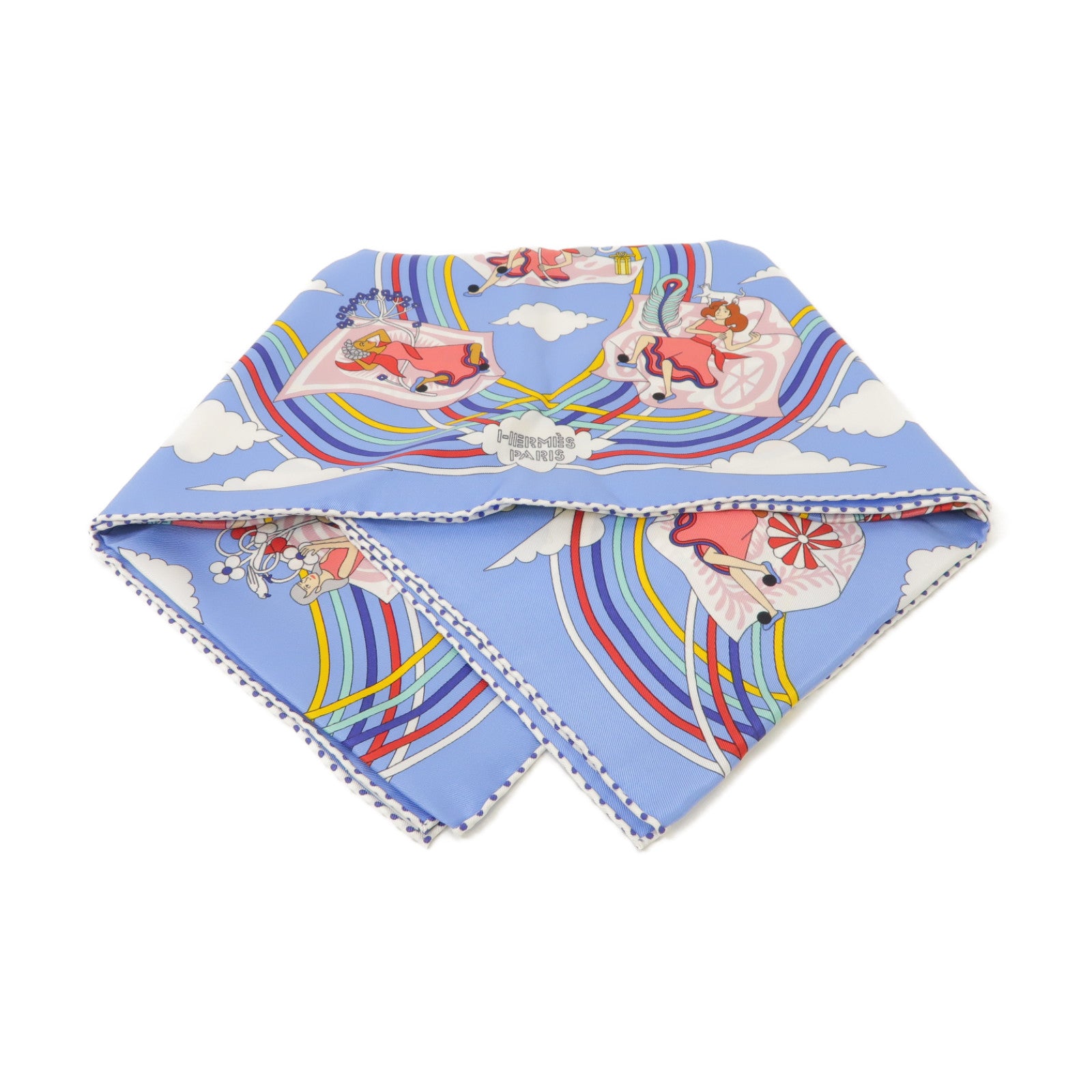 HERMES 【激減優惠】絲質Scarf絲巾淺藍色/彩色