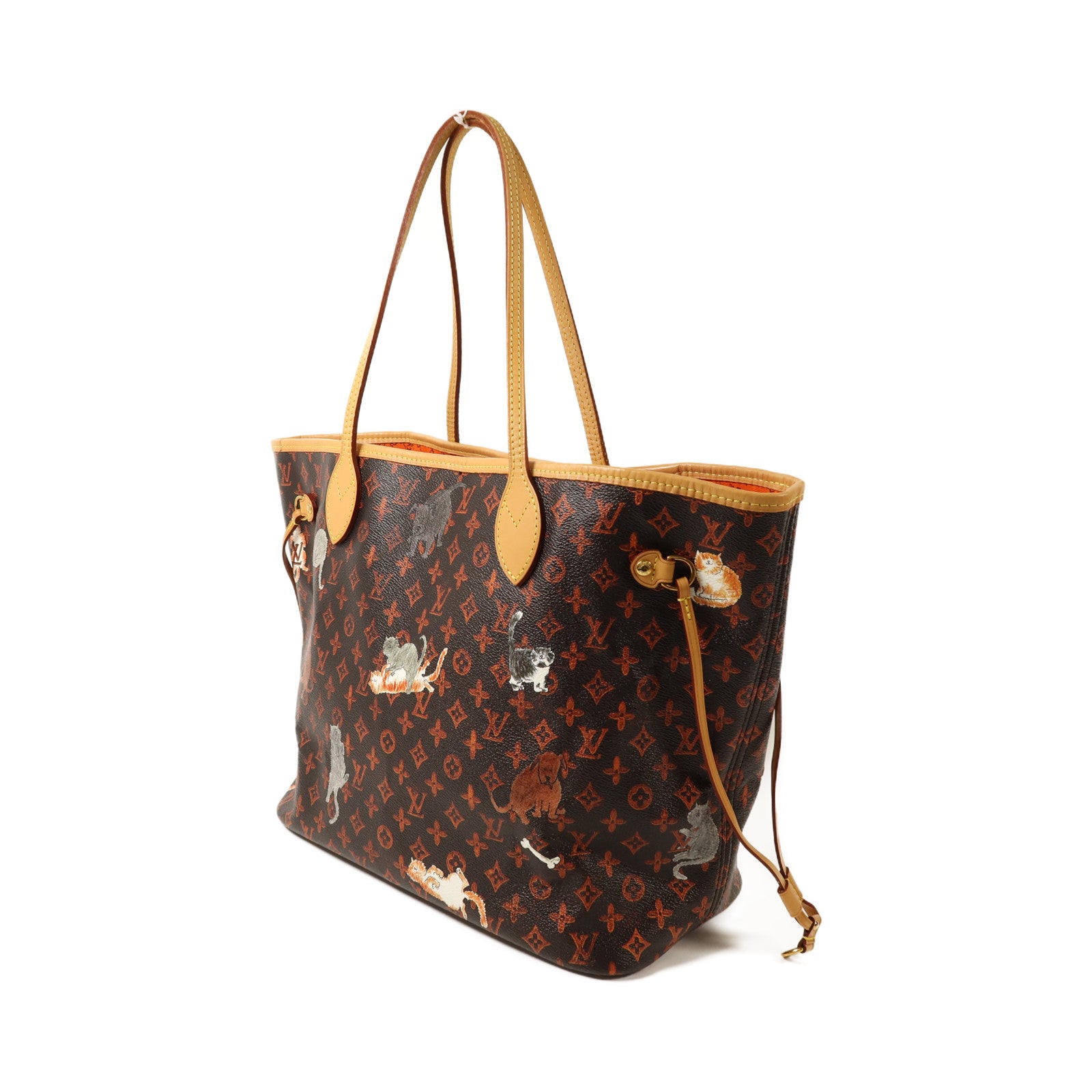 LOUIS VUITTON Catgram Neverfull MM金扣肩背袋