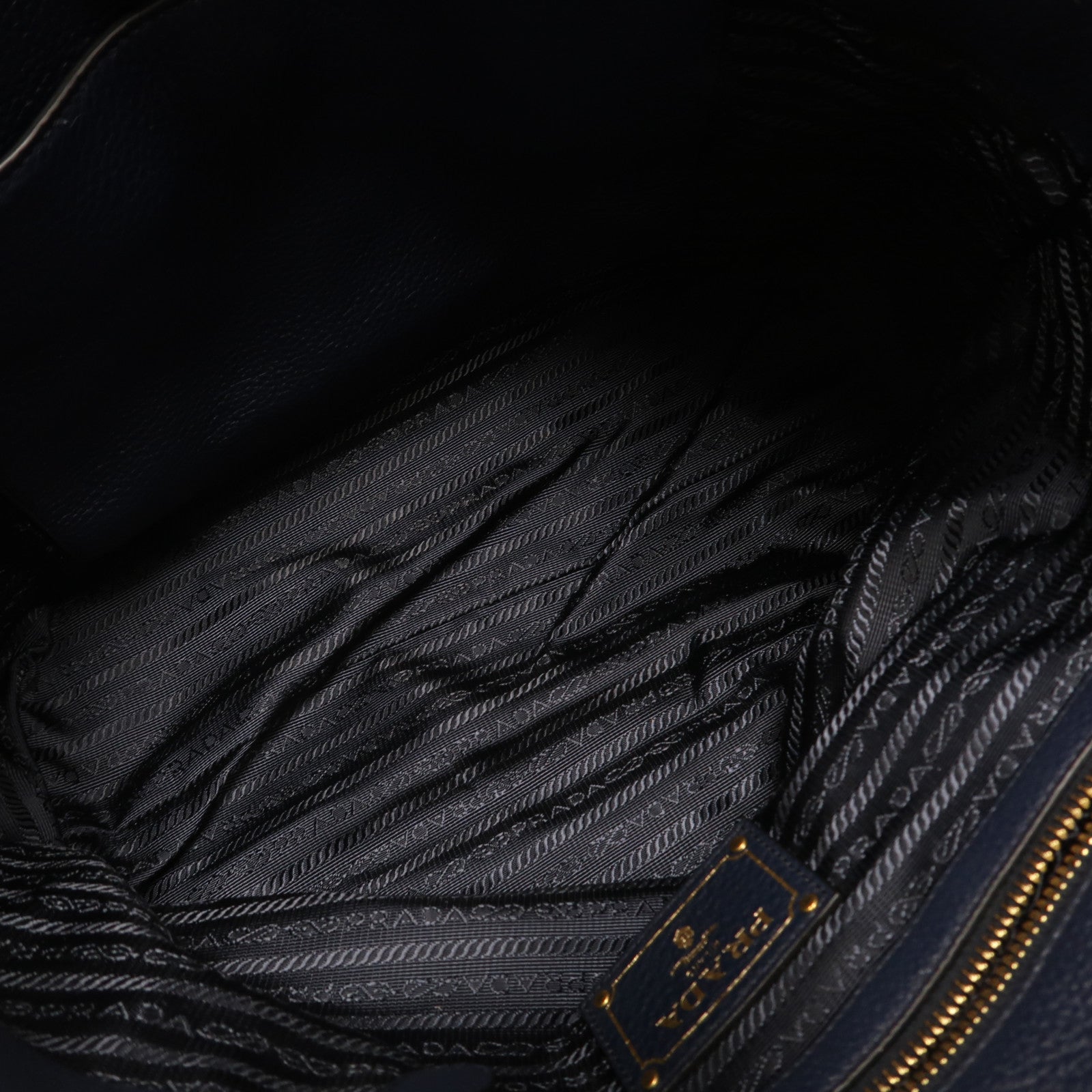 PRADA 牛皮皮革Shoulder Bag金扣肩背袋深藍色