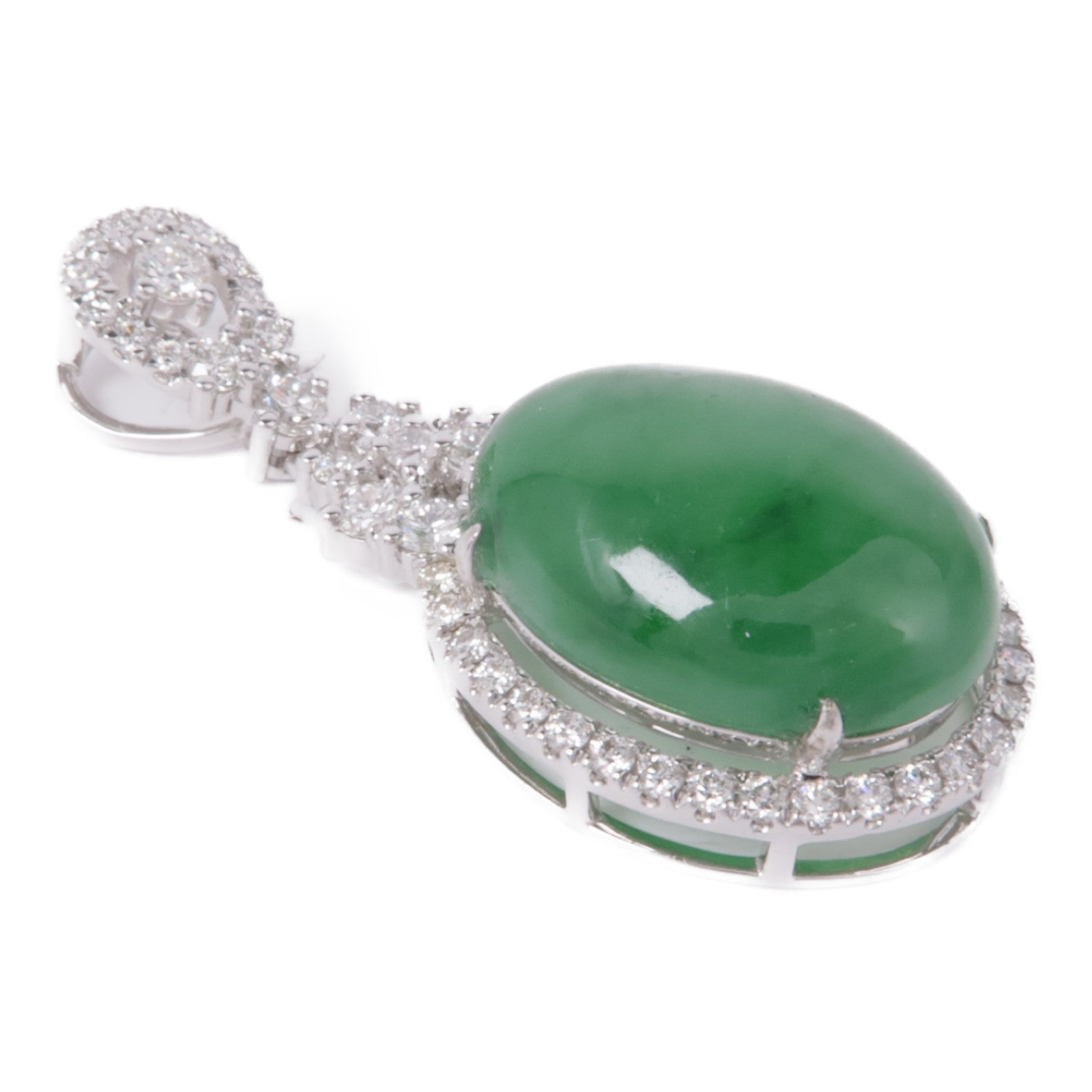 JEWELRY 18K白金Jade/Diamond Pendant Top翡翠/鑽石吊墜