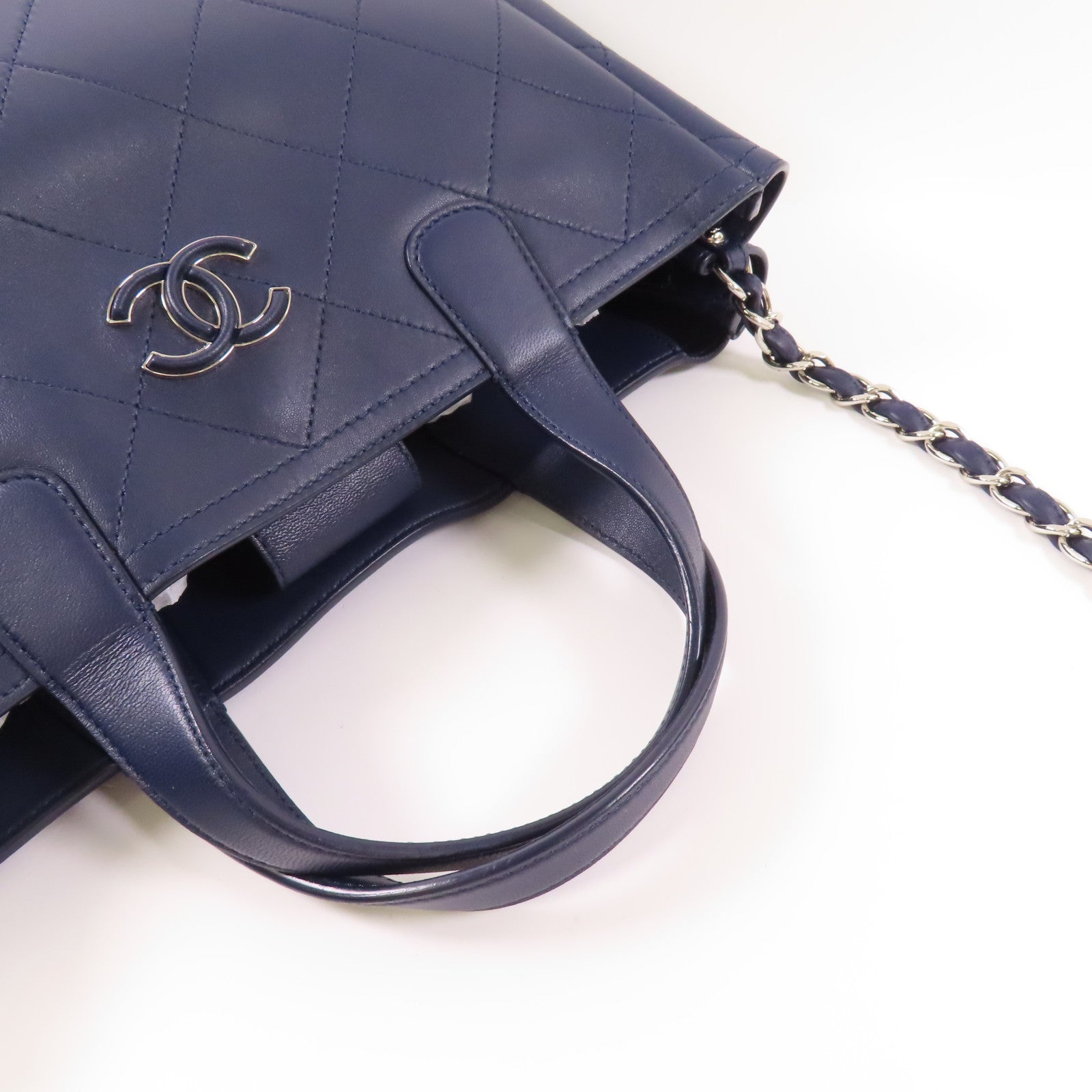 CHANEL 牛皮皮革2 Way Shoulder Bag銀扣手挽肩背兩用袋