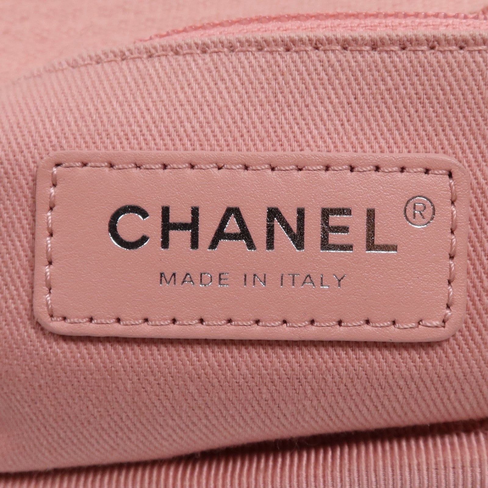 CHANEL 帆布Deauville Tote銀扣鏈帶肩背袋