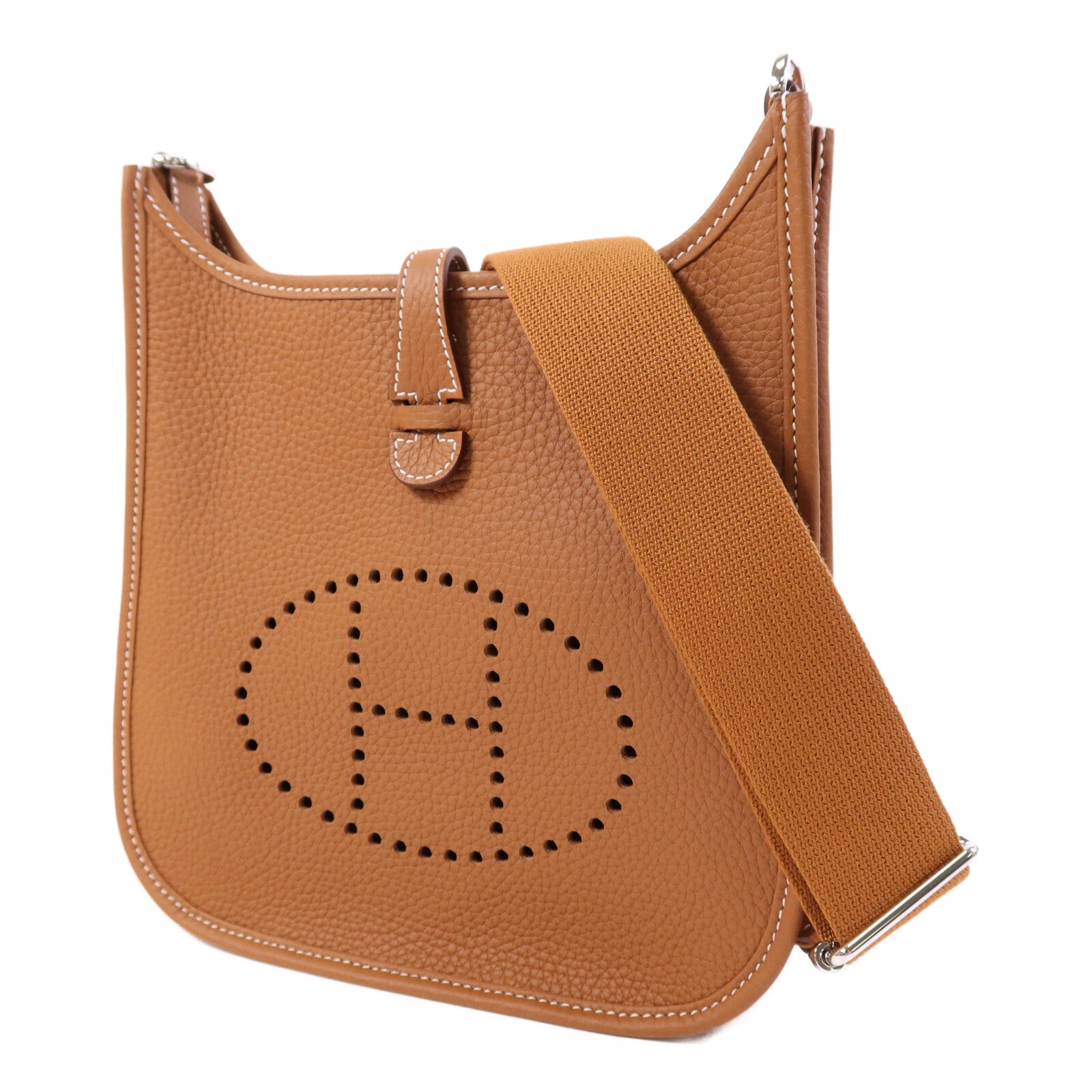 HERMES Clemence皮革Evelyne 23銀扣肩背袋Gold
