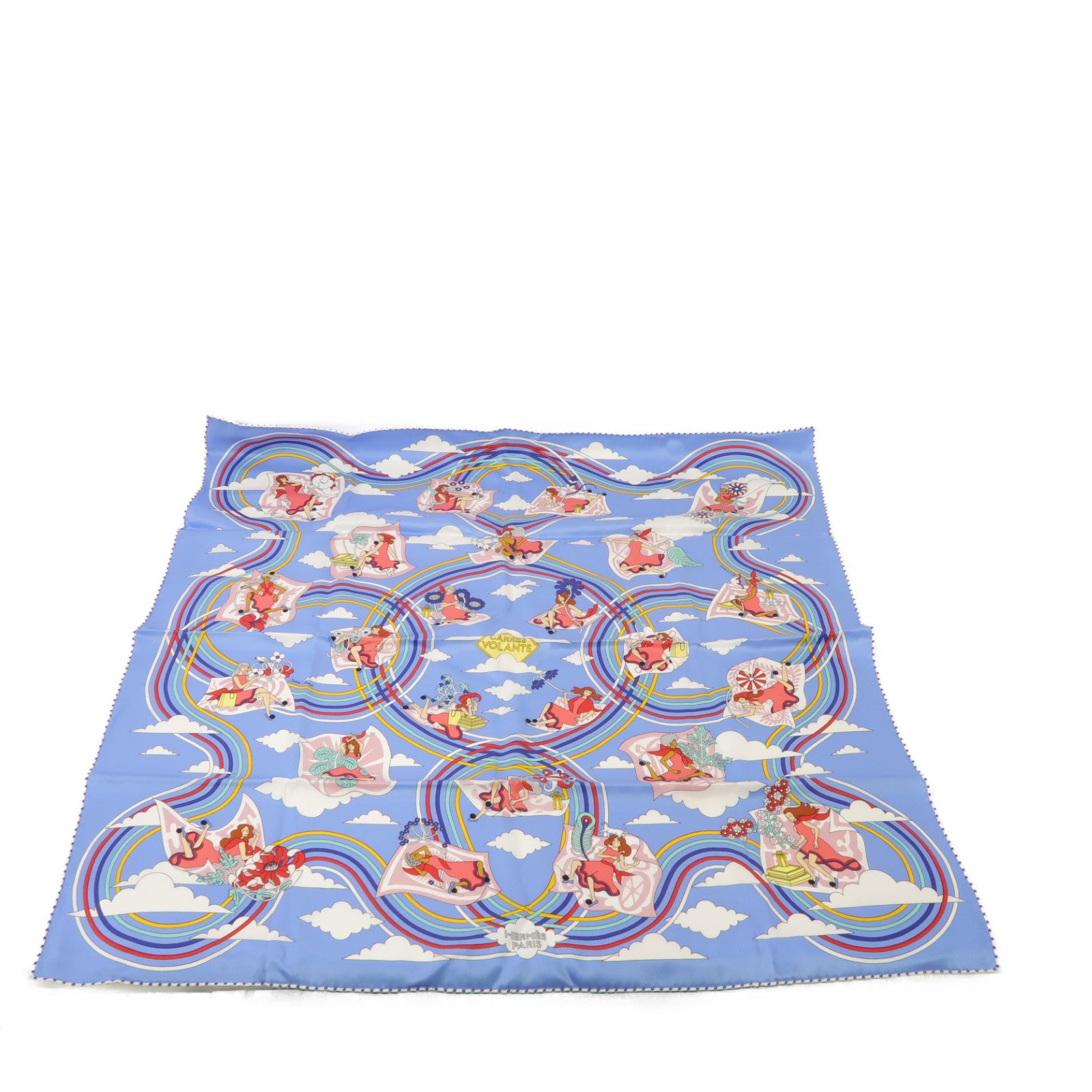 HERMES 【激減優惠】絲質Scarf絲巾淺藍色/彩色