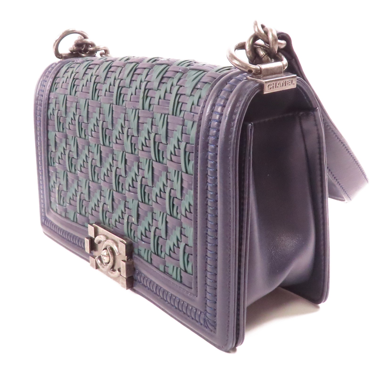 CHANEL 【激減優惠】牛皮皮革Boy 25銀扣鏈帶肩背袋