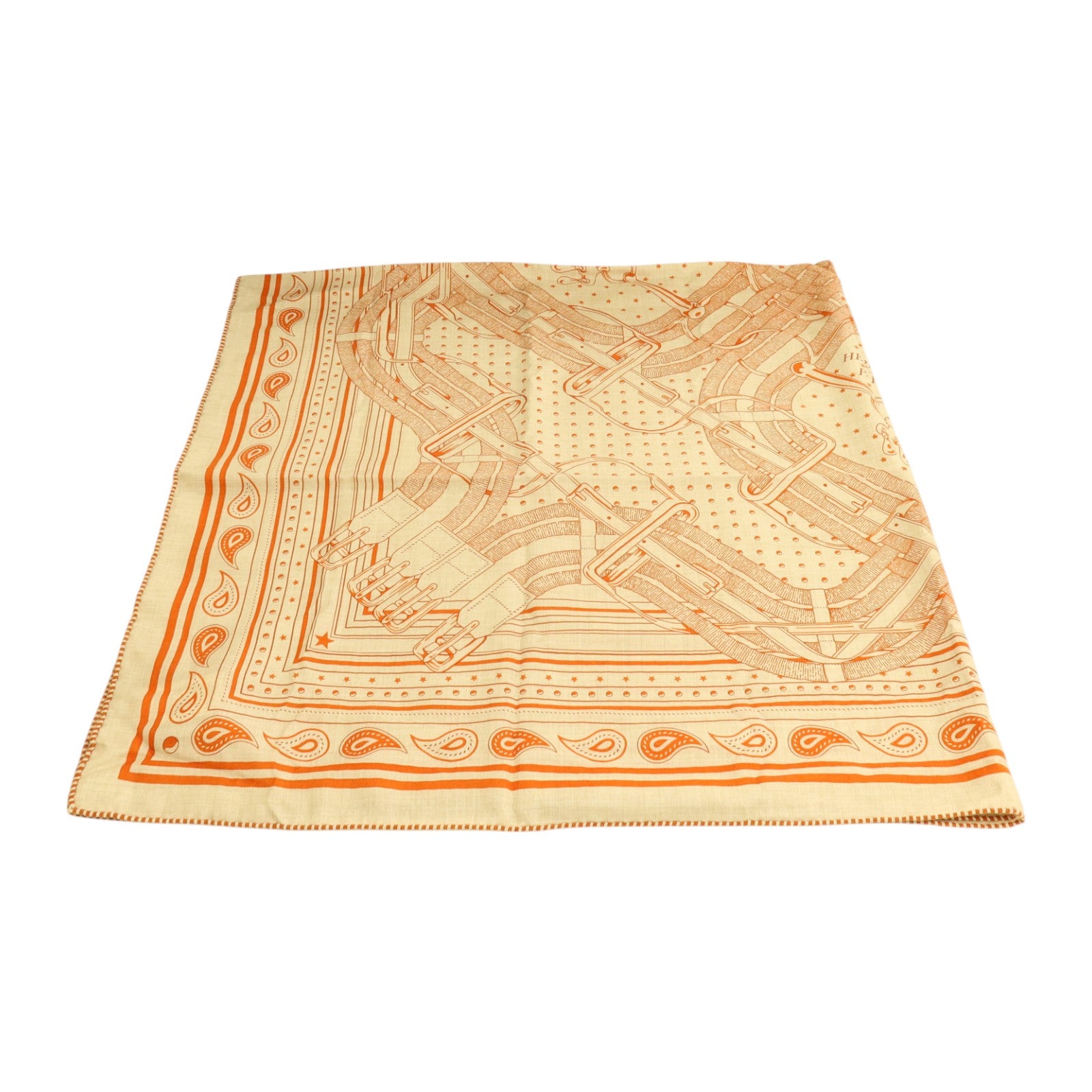 HERMES 羊絨/絲質Lettres Equestres Shawl 140x140cm絲巾