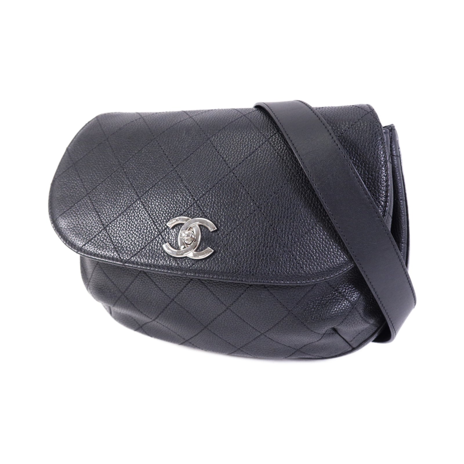 CHANEL 牛皮皮革Shoulder Bag銀扣鏈帶肩背袋