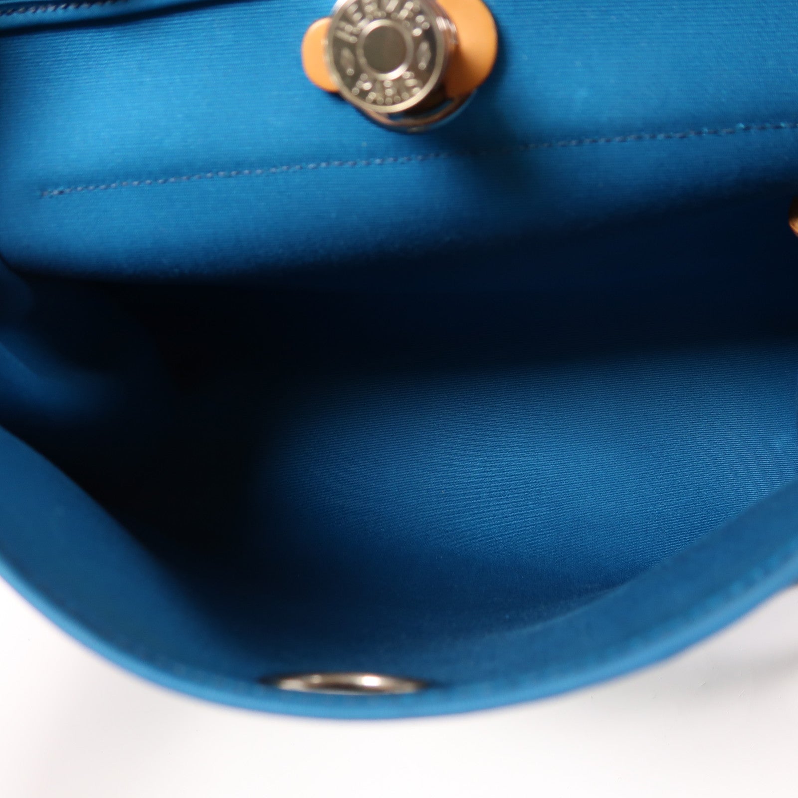 HERMES 帆布Herbag PM銀扣手挽肩背兩用袋Bleu Aztequ