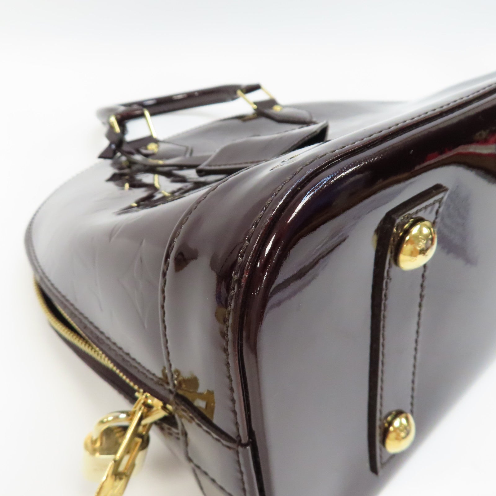 LOUIS VUITTON Vernis Alma PM金扣手挽袋酒紅色