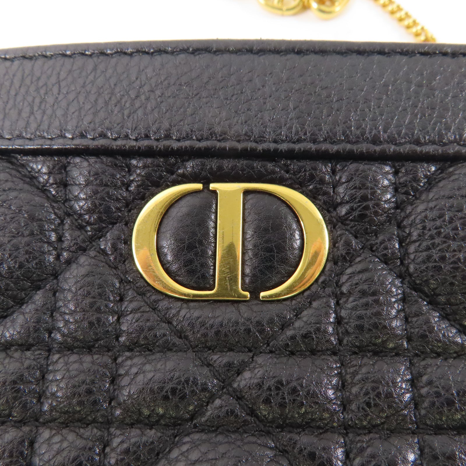Dior 皮革Chain Shoulder金扣鏈帶肩背袋黑色
