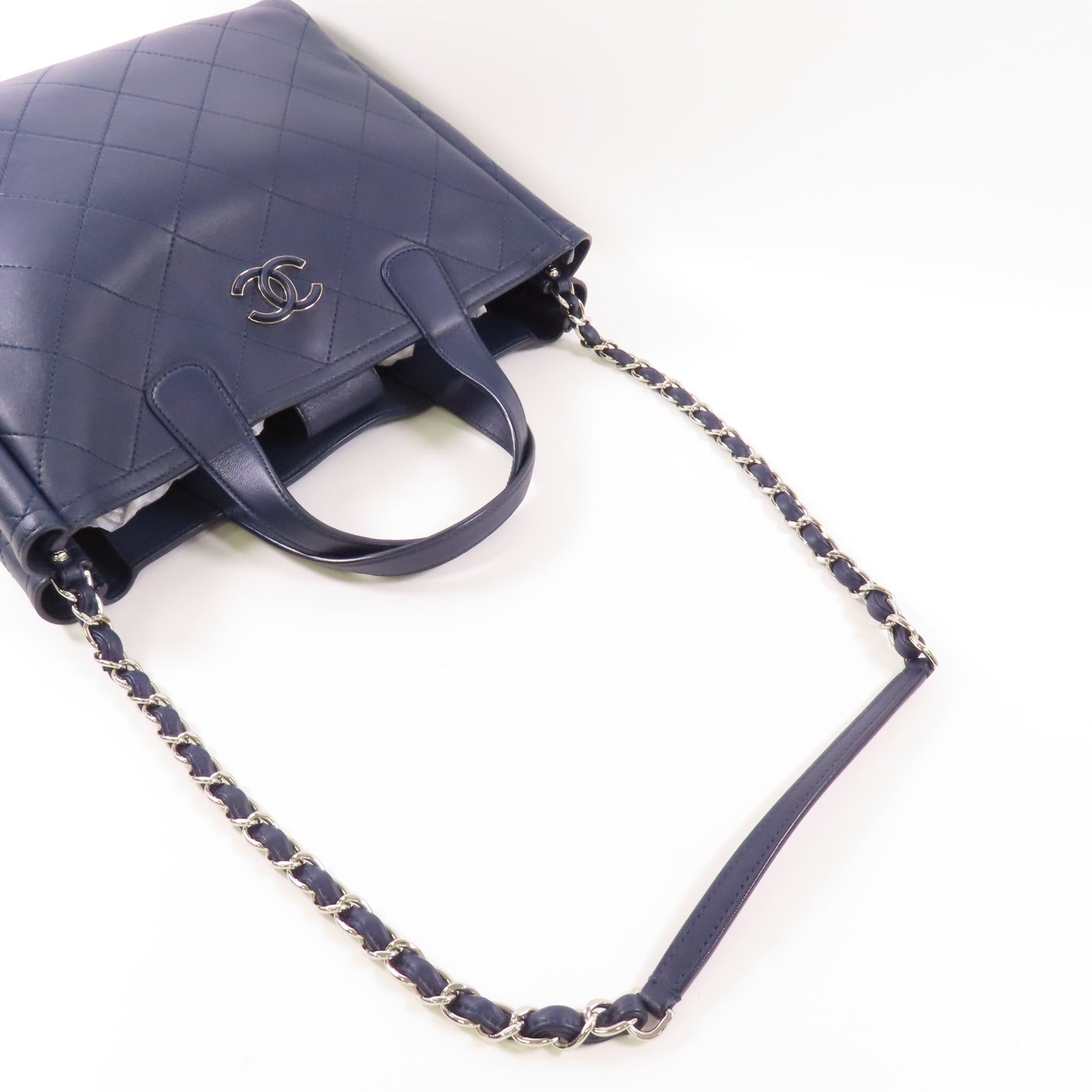 CHANEL 牛皮皮革2 Way Shoulder Bag銀扣手挽肩背兩用袋