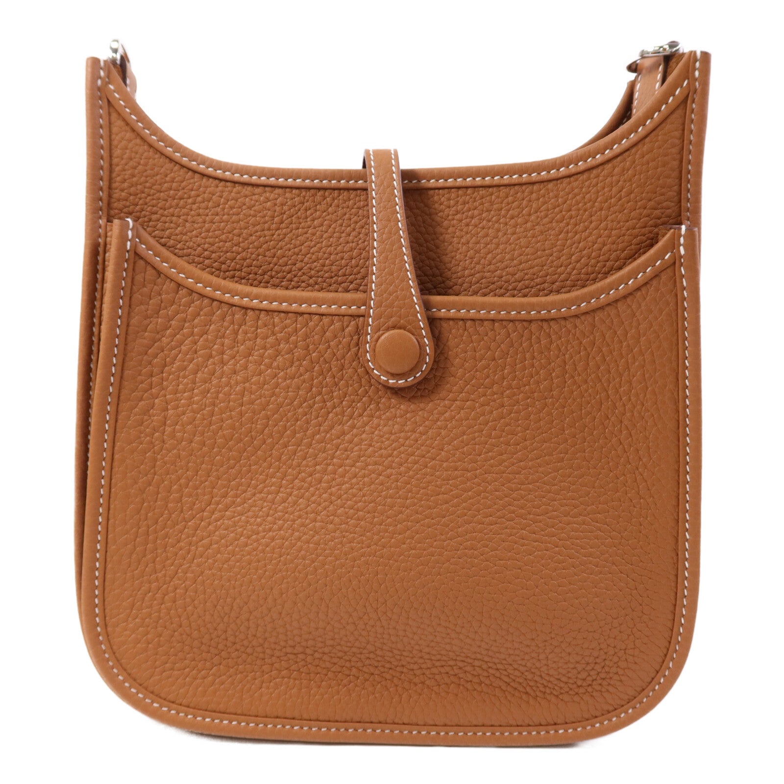HERMES Clemence皮革Evelyne 23銀扣肩背袋Gold