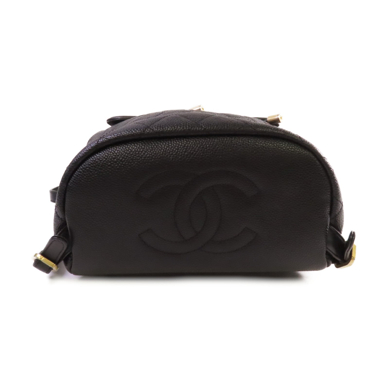 CHANEL 菱格Caviar皮革Backpack金扣背包黑色
