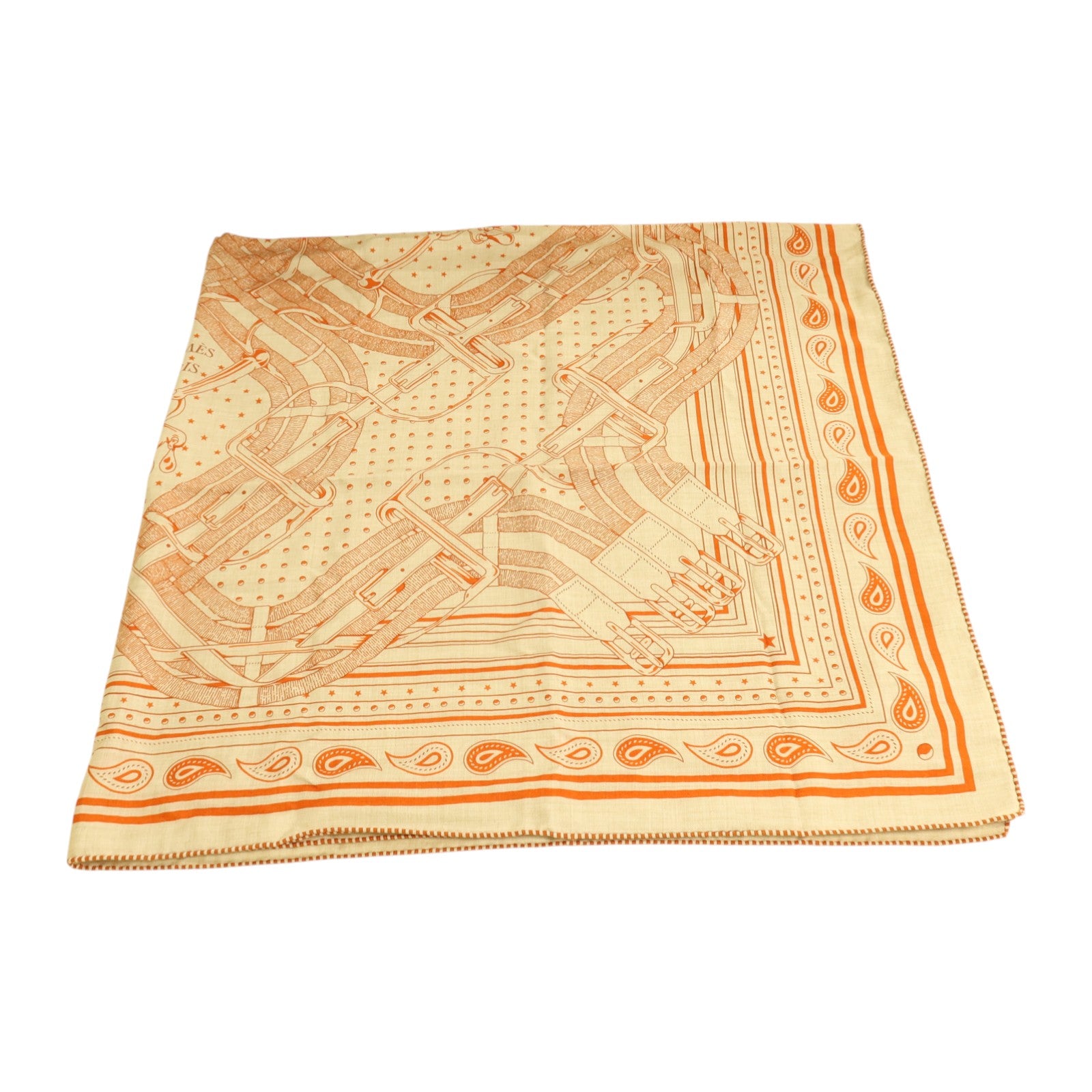HERMES 羊絨/絲質Lettres Equestres Shawl 140x140cm絲巾
