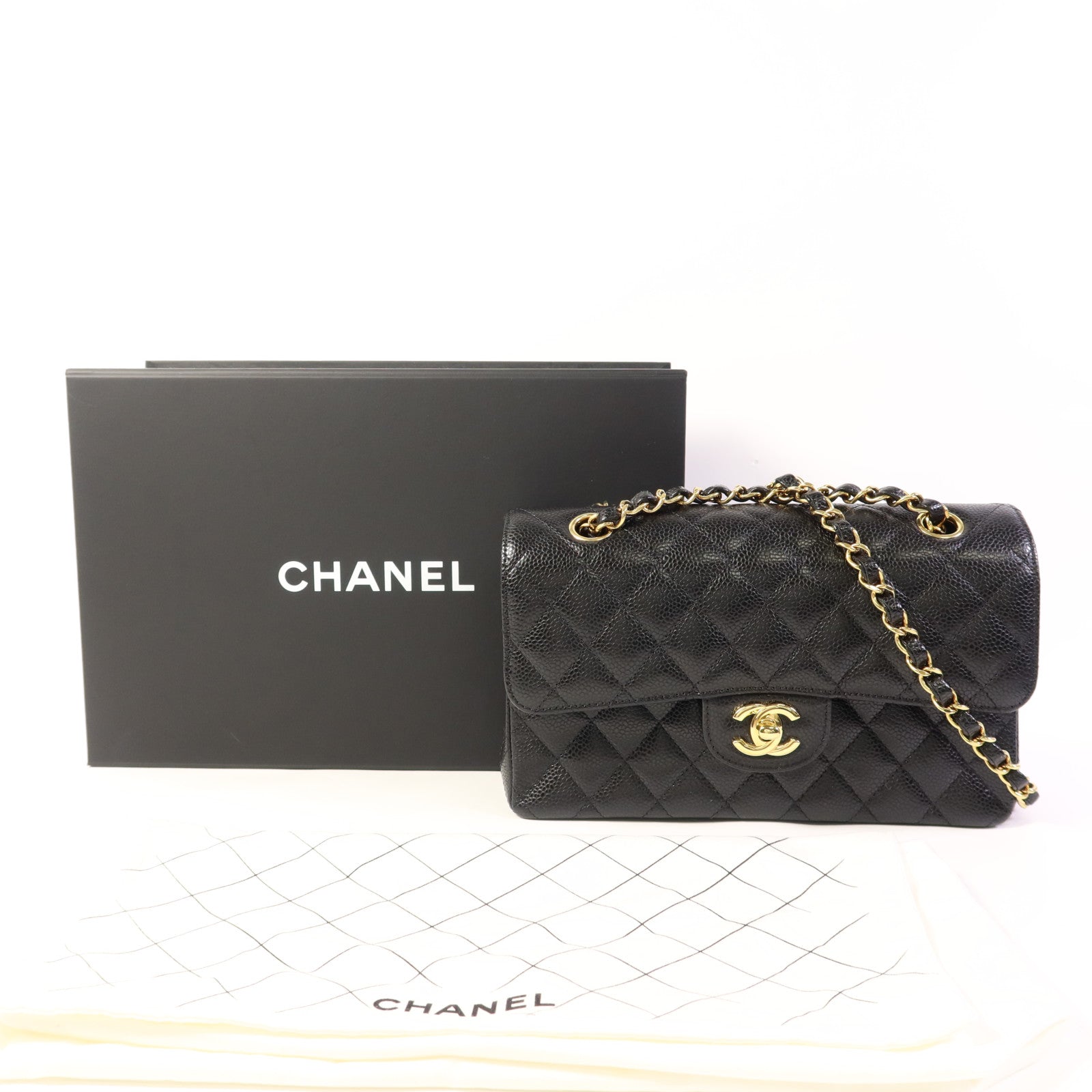 CHANEL 牛皮皮革Classic 23 Flap Bag金扣鏈帶肩背袋