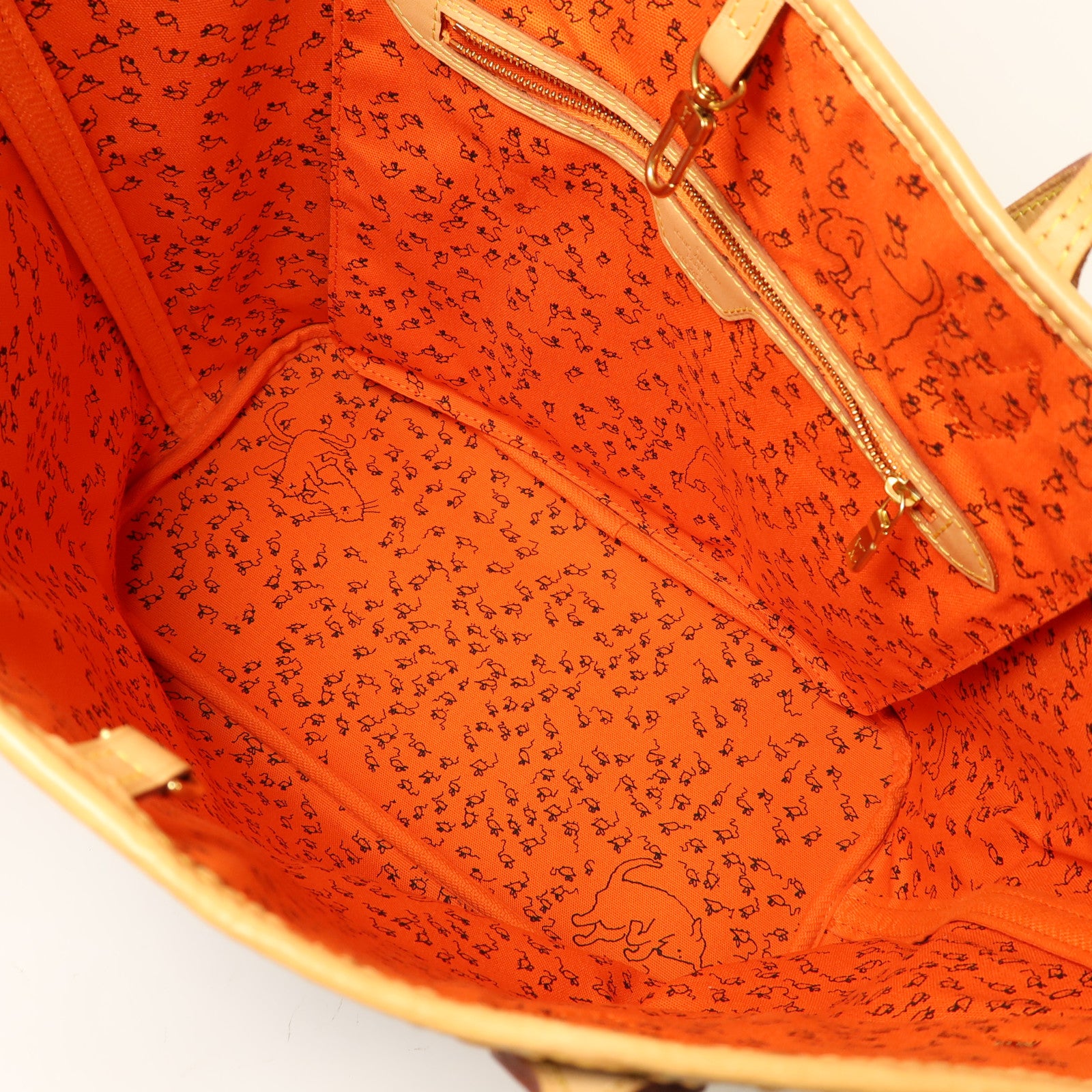LOUIS VUITTON Catgram Neverfull MM金扣肩背袋