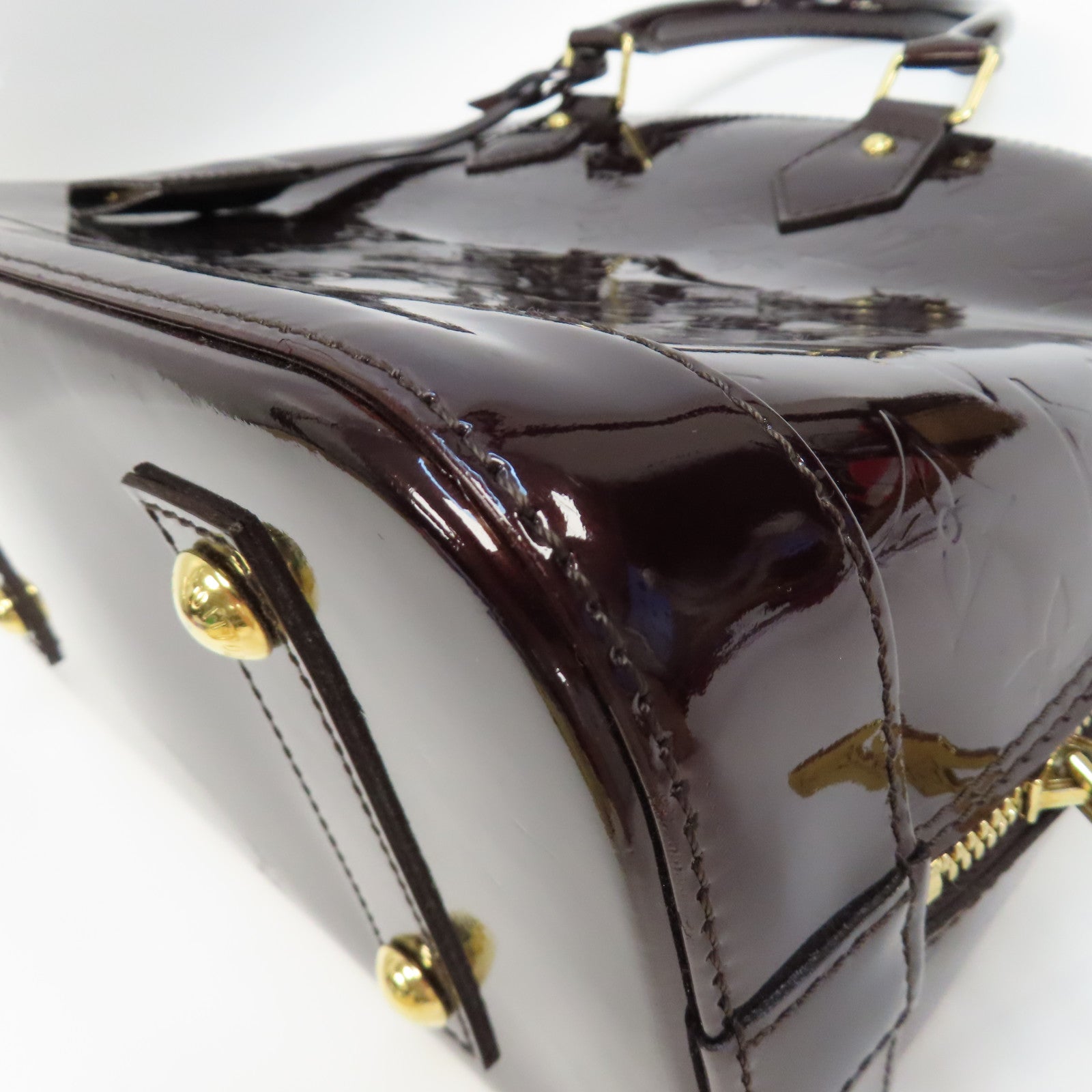 LOUIS VUITTON Vernis Alma PM金扣手挽袋酒紅色