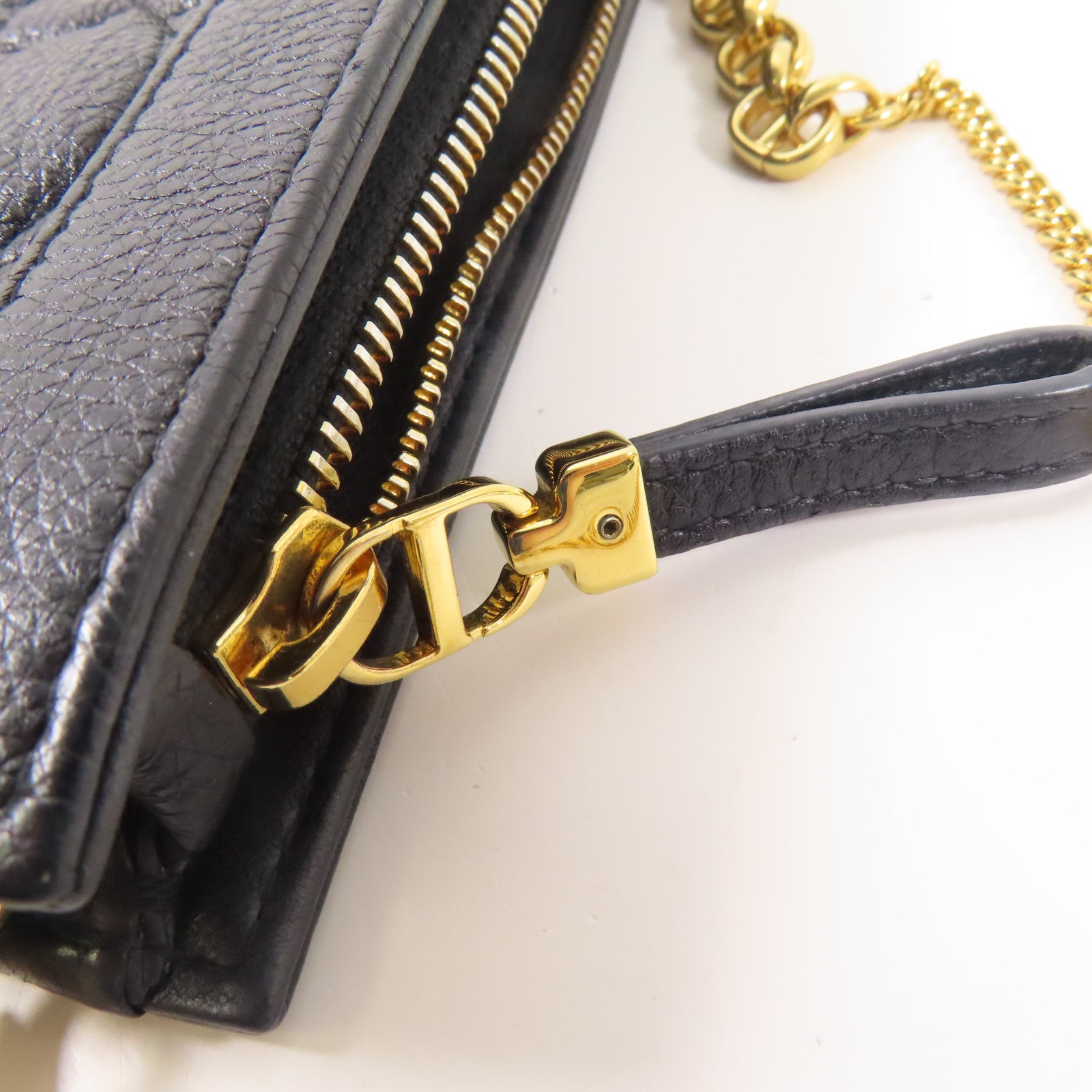 Dior 皮革Chain Shoulder金扣鏈帶肩背袋黑色