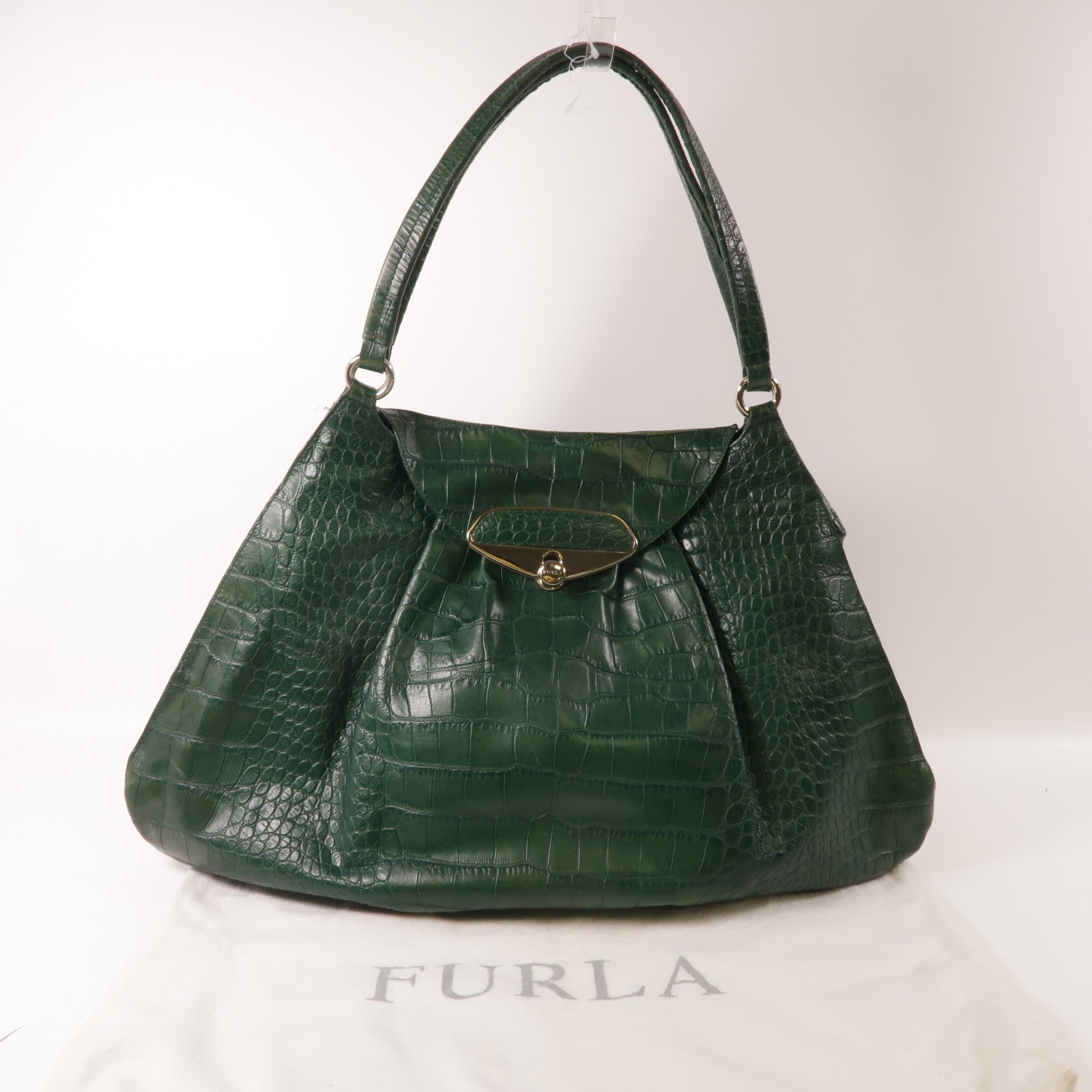 Furla 牛皮皮革Shoulder Bag銀扣肩背袋