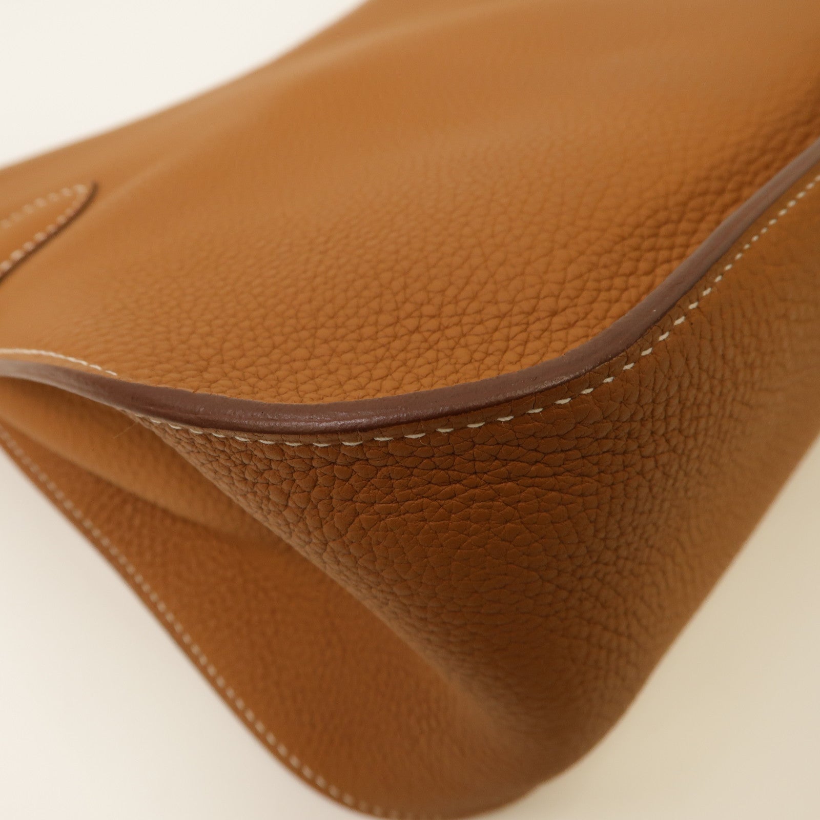 HERMES Clemence皮革Jypsiere 31銀扣肩背袋經典駝色