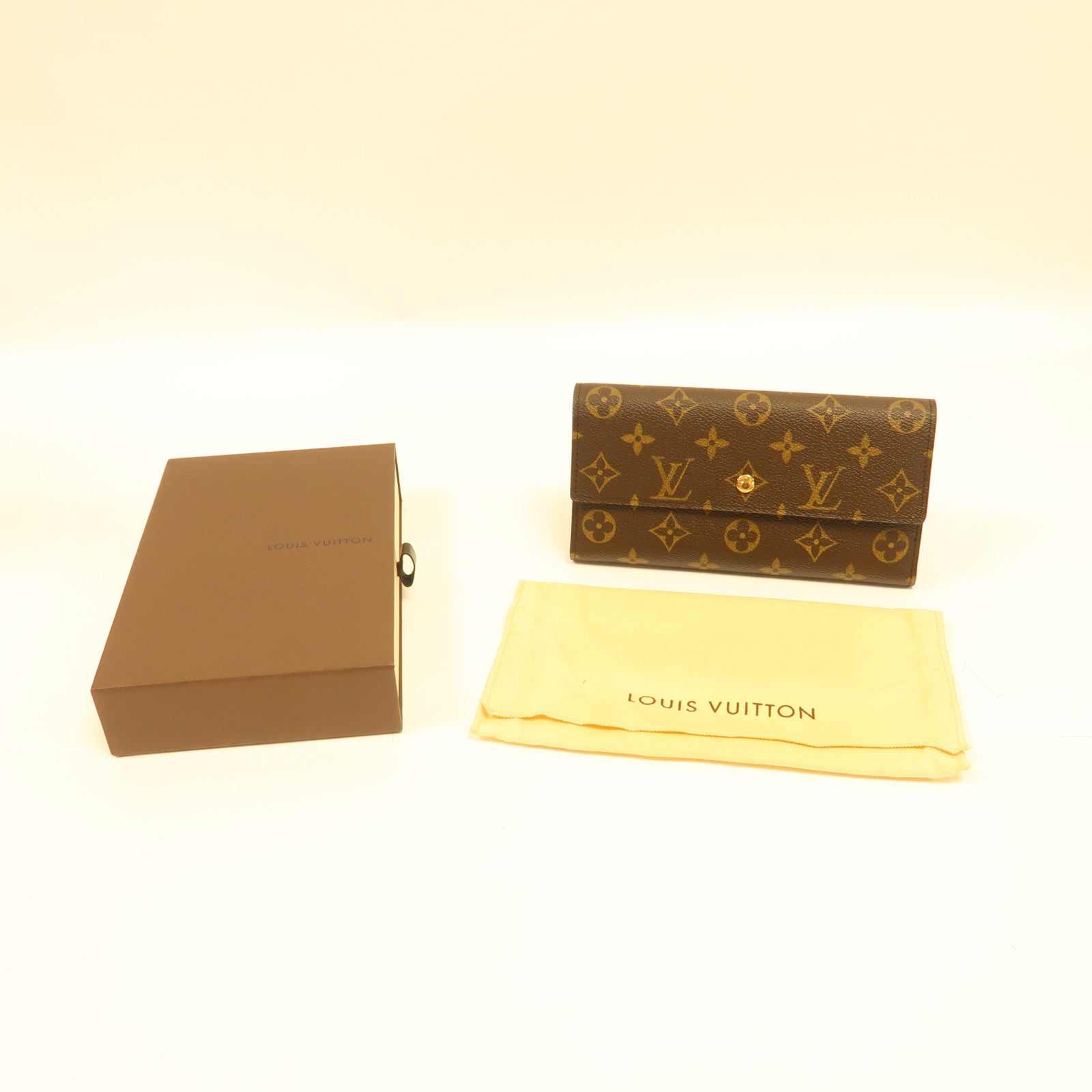 LOUIS VUITTON Monogram Long Wallet金扣長錢包啡色