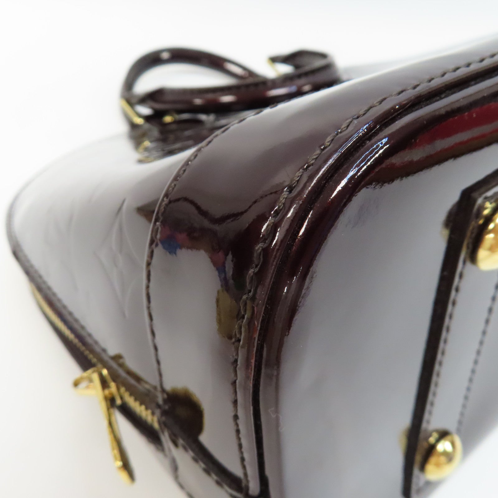 LOUIS VUITTON Vernis Alma PM金扣手挽袋酒紅色