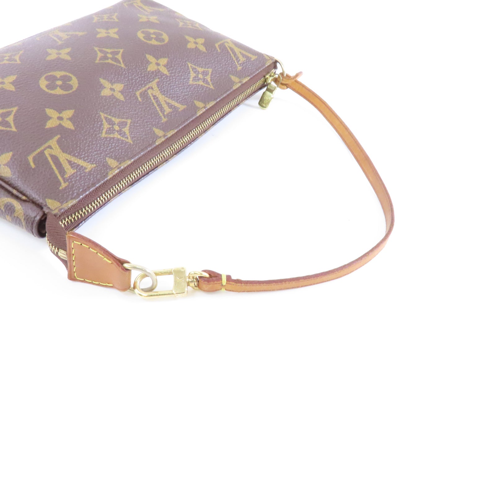 LOUIS VUITTON Monogram Pochette Accessoires金扣手挽袋啡色
