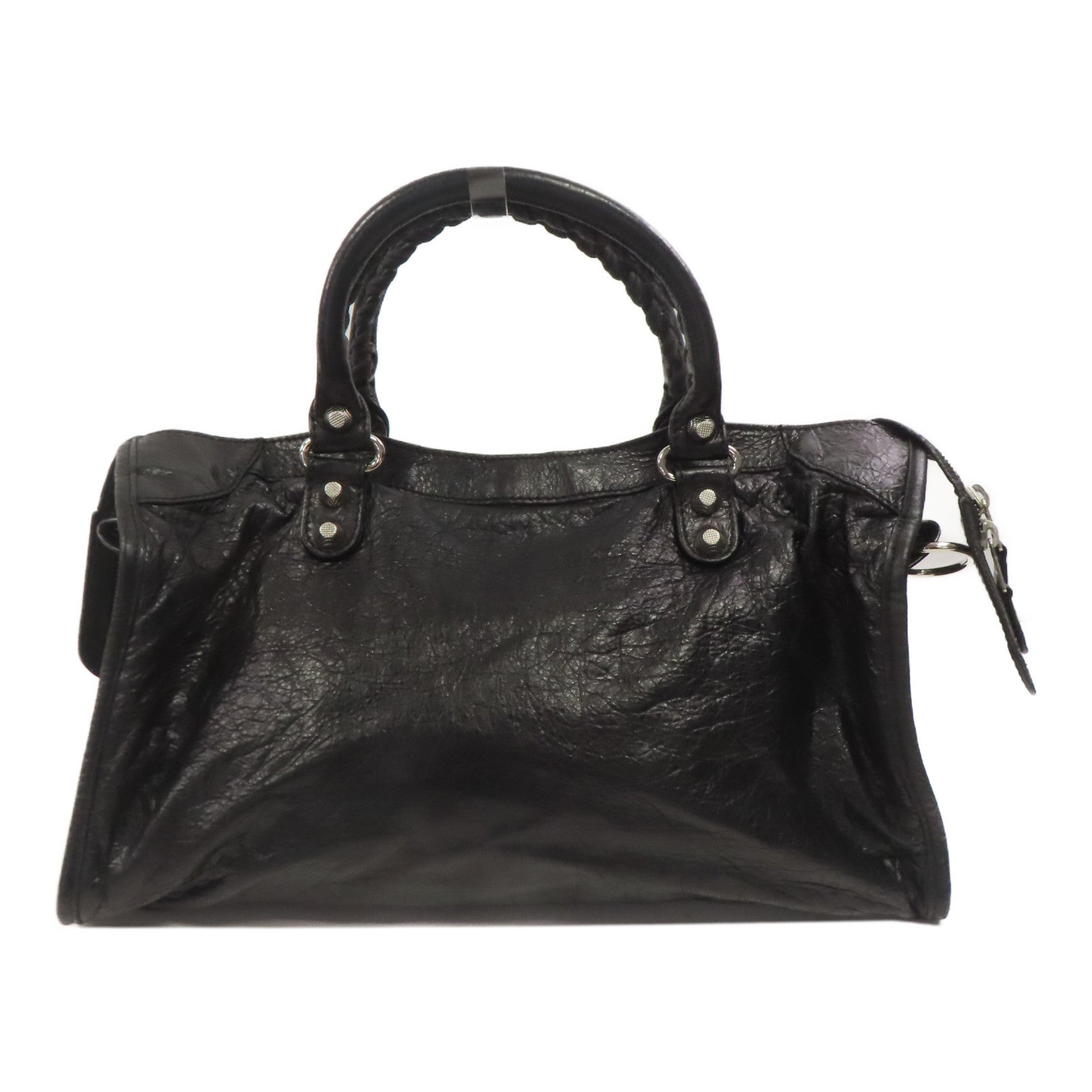 BALENCIAGA 牛皮皮革Giant City Bag銀扣手挽肩背兩用袋黑色