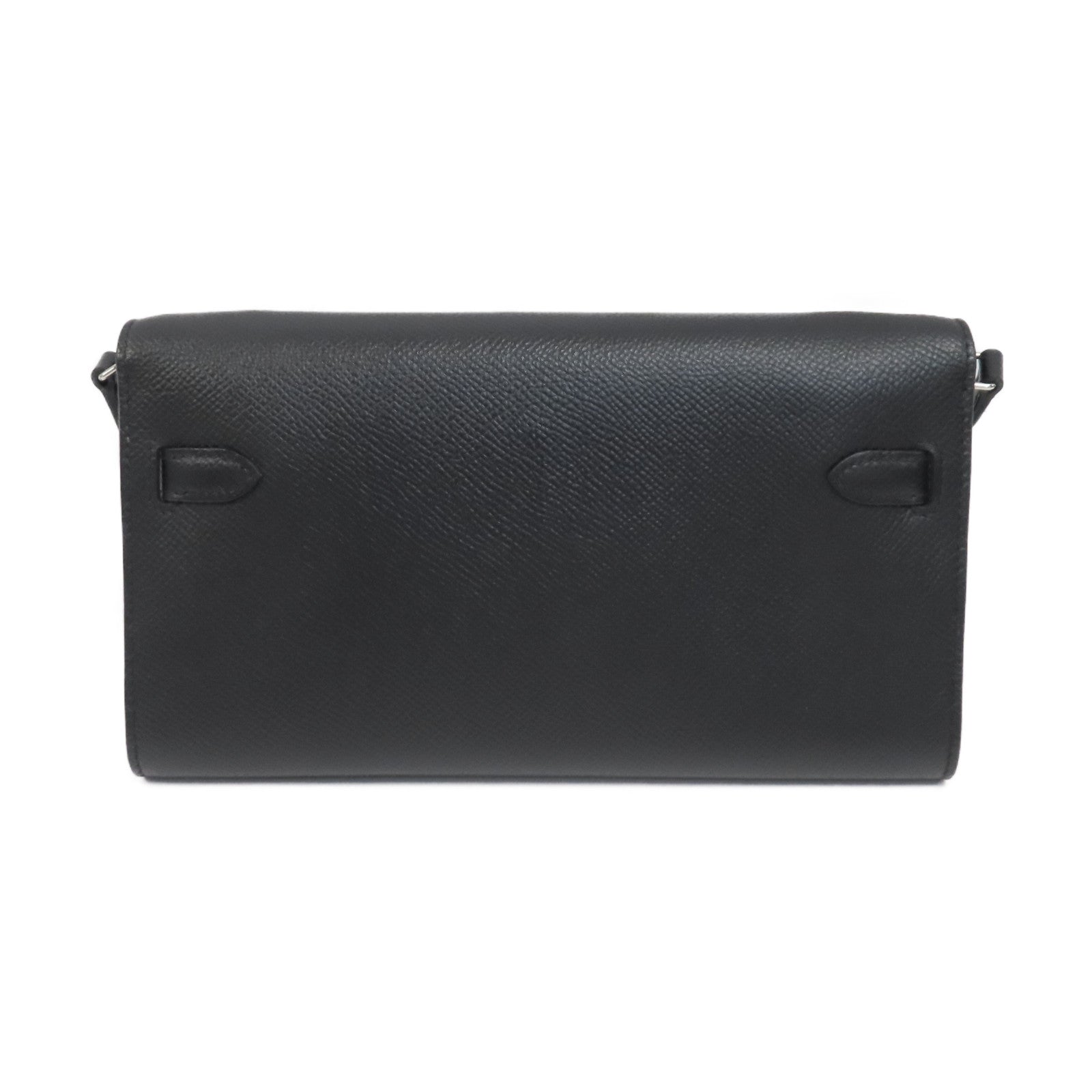 HERMES Togo皮革Kelly To Go銀扣肩背袋Noir/黑色