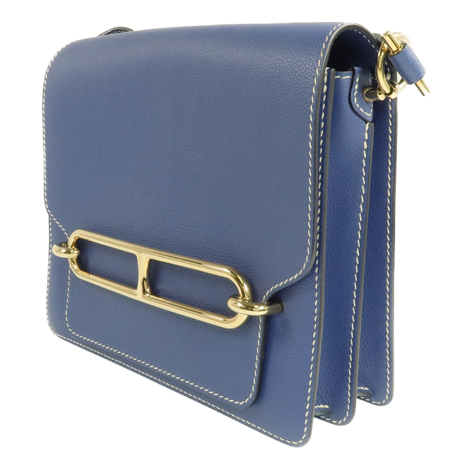 HERMES Evercolor皮革Roulis 23金扣肩背袋Bleu Brighton