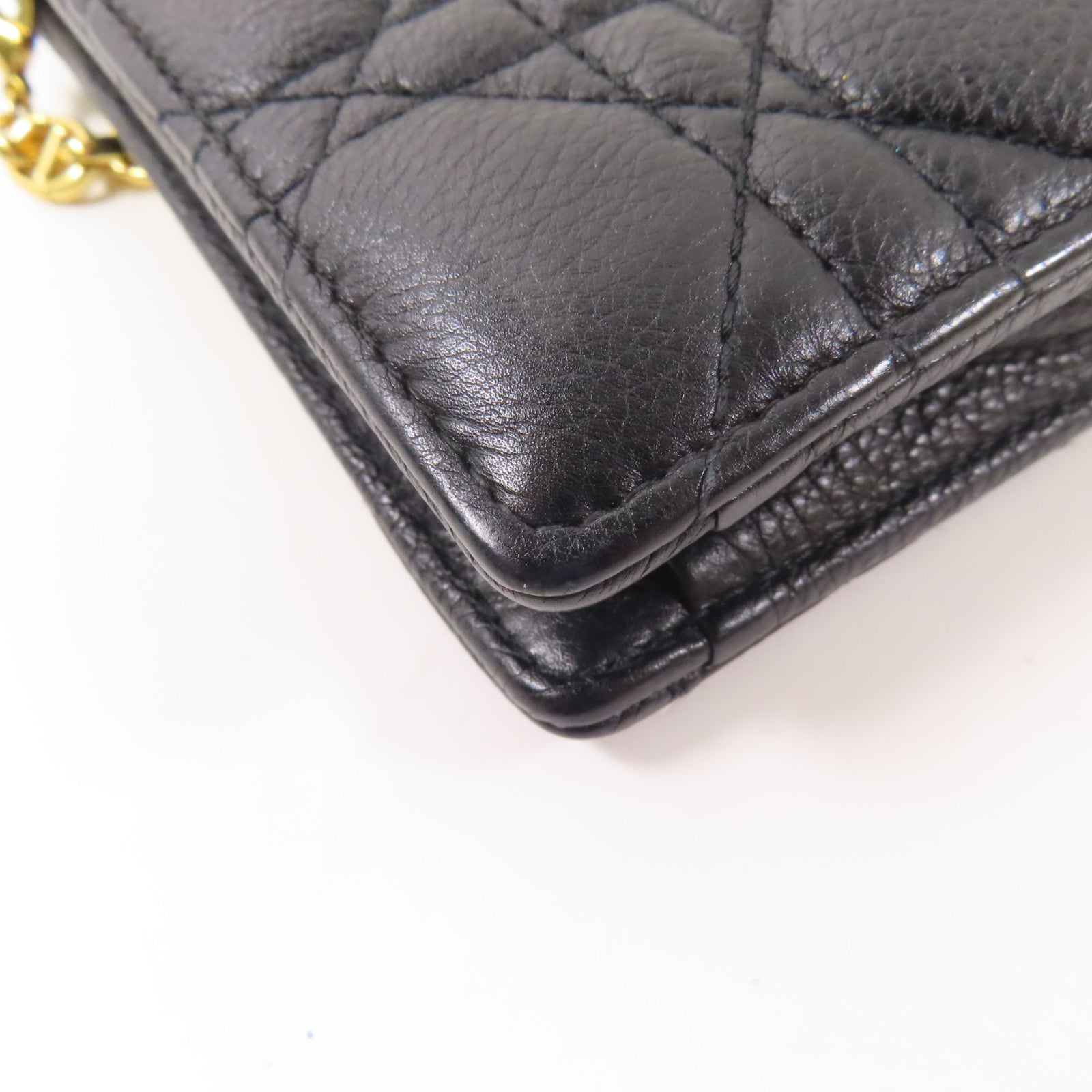 Dior 皮革Chain Shoulder金扣鏈帶肩背袋黑色