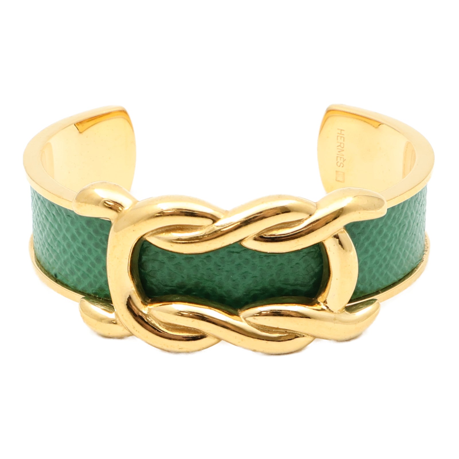 HERMES Epsom皮革Vintage Knot Bangle金屬手鐲