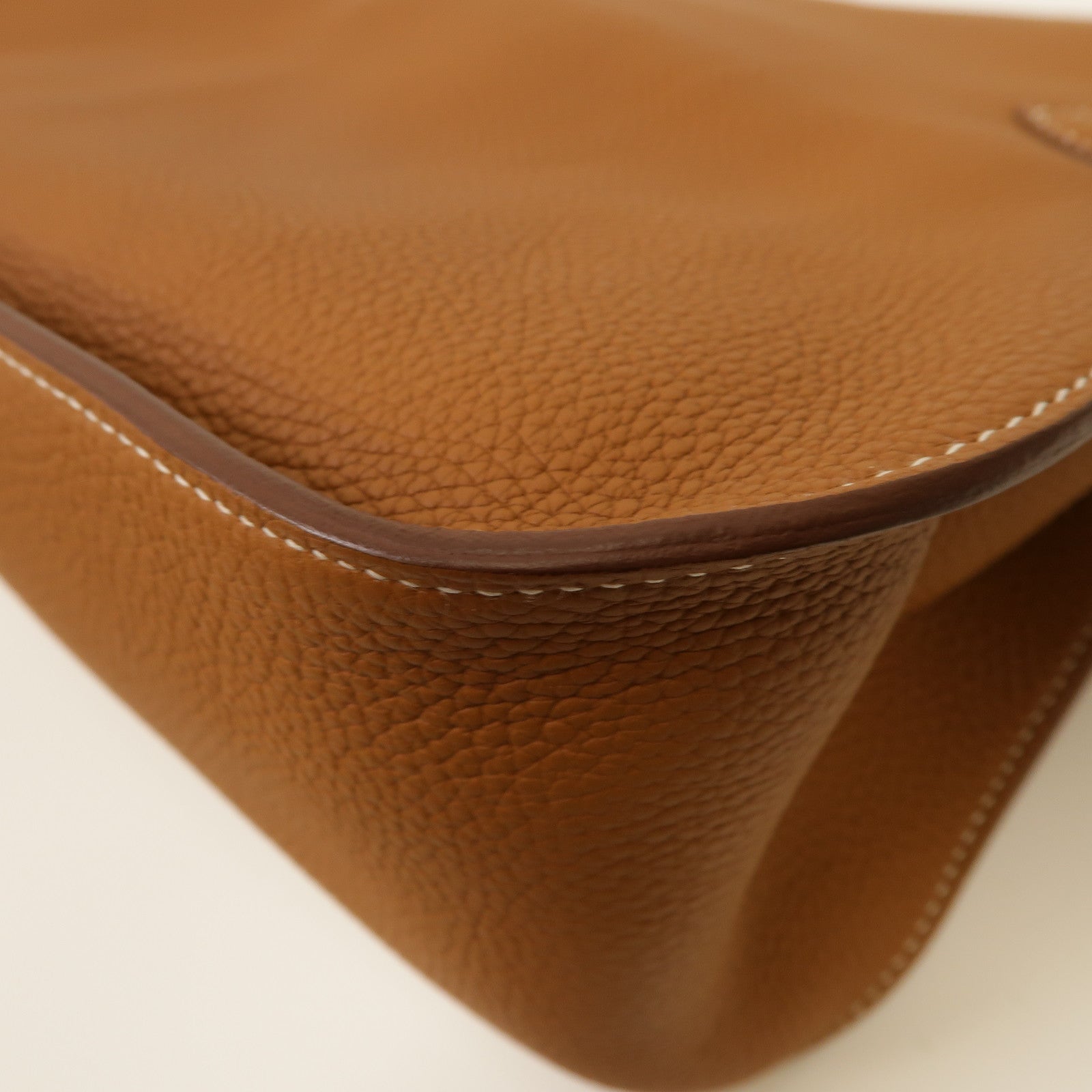 HERMES Clemence皮革Jypsiere 31銀扣肩背袋經典駝色