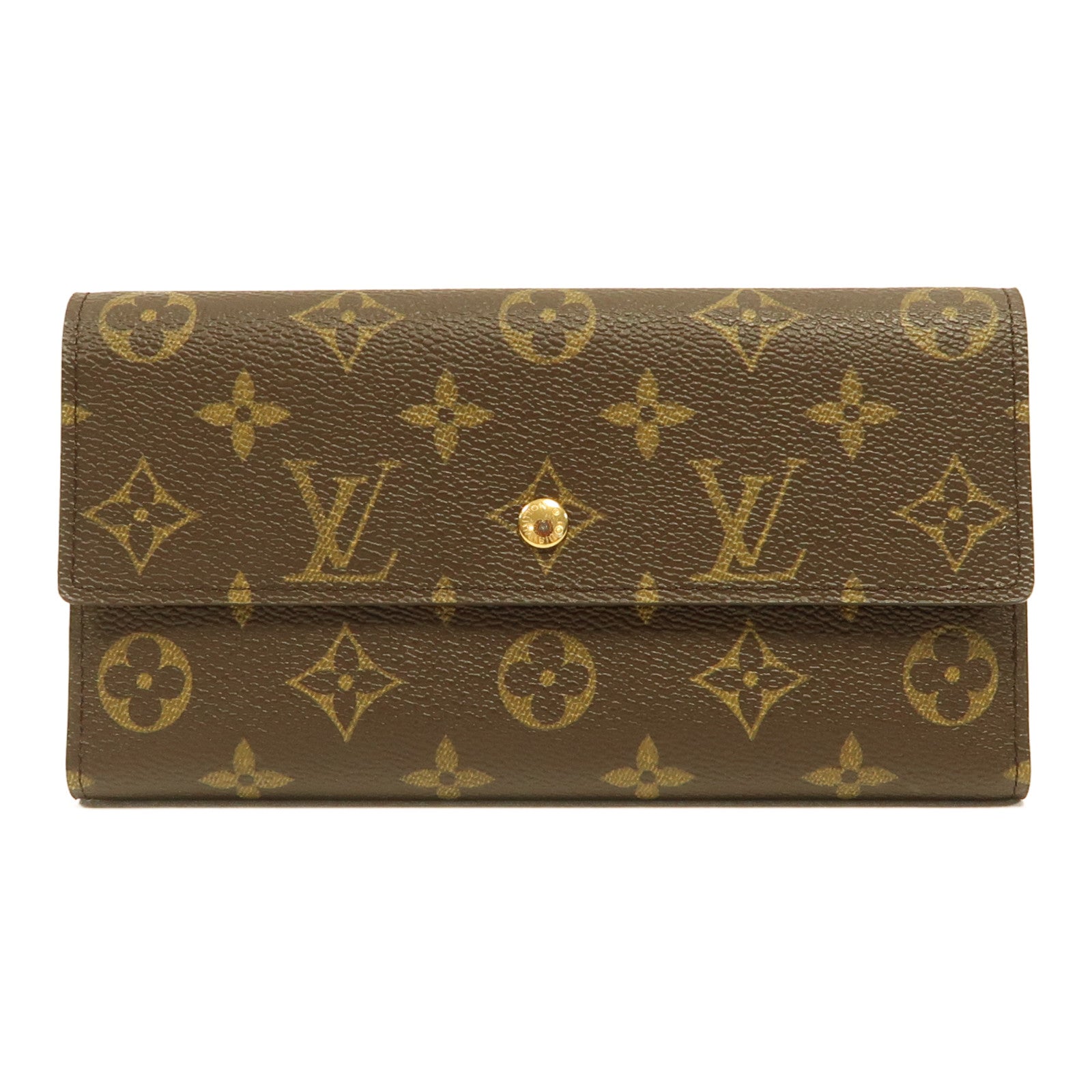 LOUIS VUITTON Monogram Long Wallet金扣長錢包啡色