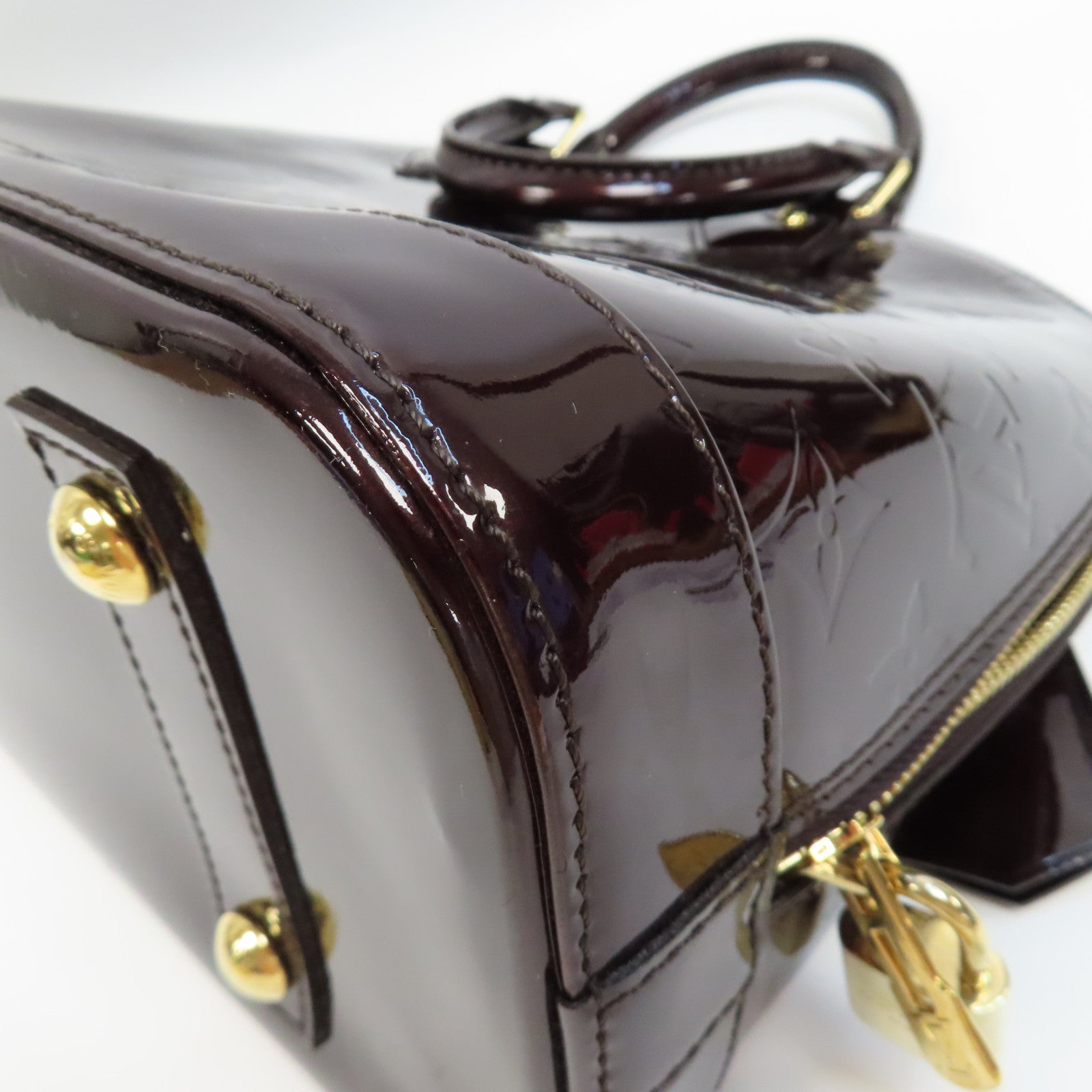 LOUIS VUITTON Vernis Alma PM金扣手挽袋酒紅色