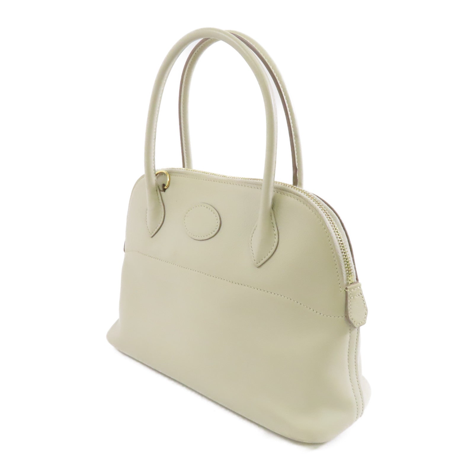 HERMES Swift皮革Bolide 27金扣手挽肩背兩用袋Gris Perle/灰色
