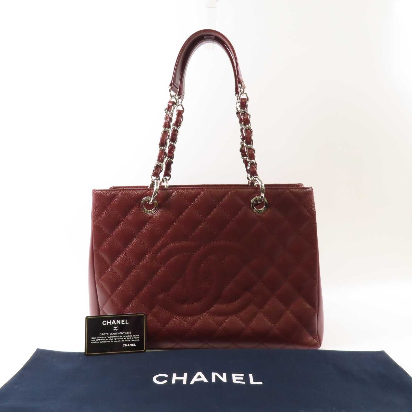 CHANEL 牛皮皮革Grand Shopping Tote Bag GST銀扣肩背袋