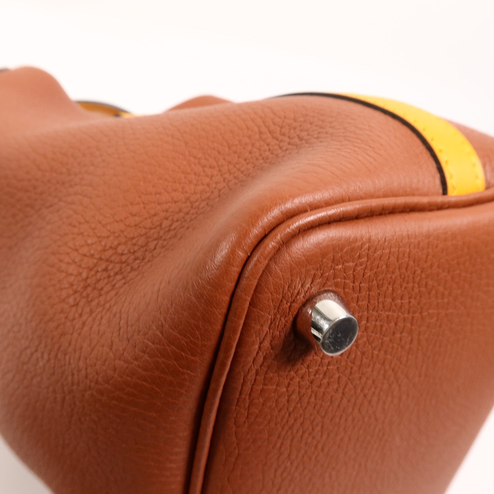 HERMES Clemence皮革Picotin PM手挽袋Cuivre/Jaune d'Or