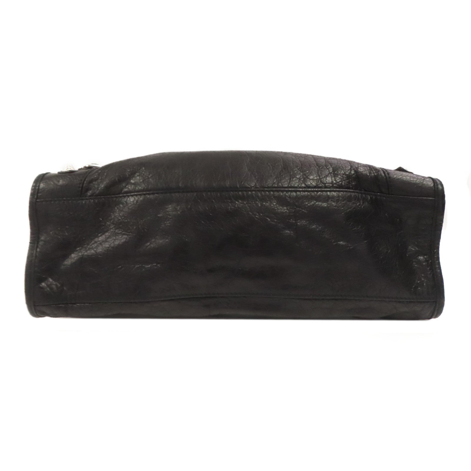 BALENCIAGA 牛皮皮革Giant City Bag銀扣手挽肩背兩用袋黑色